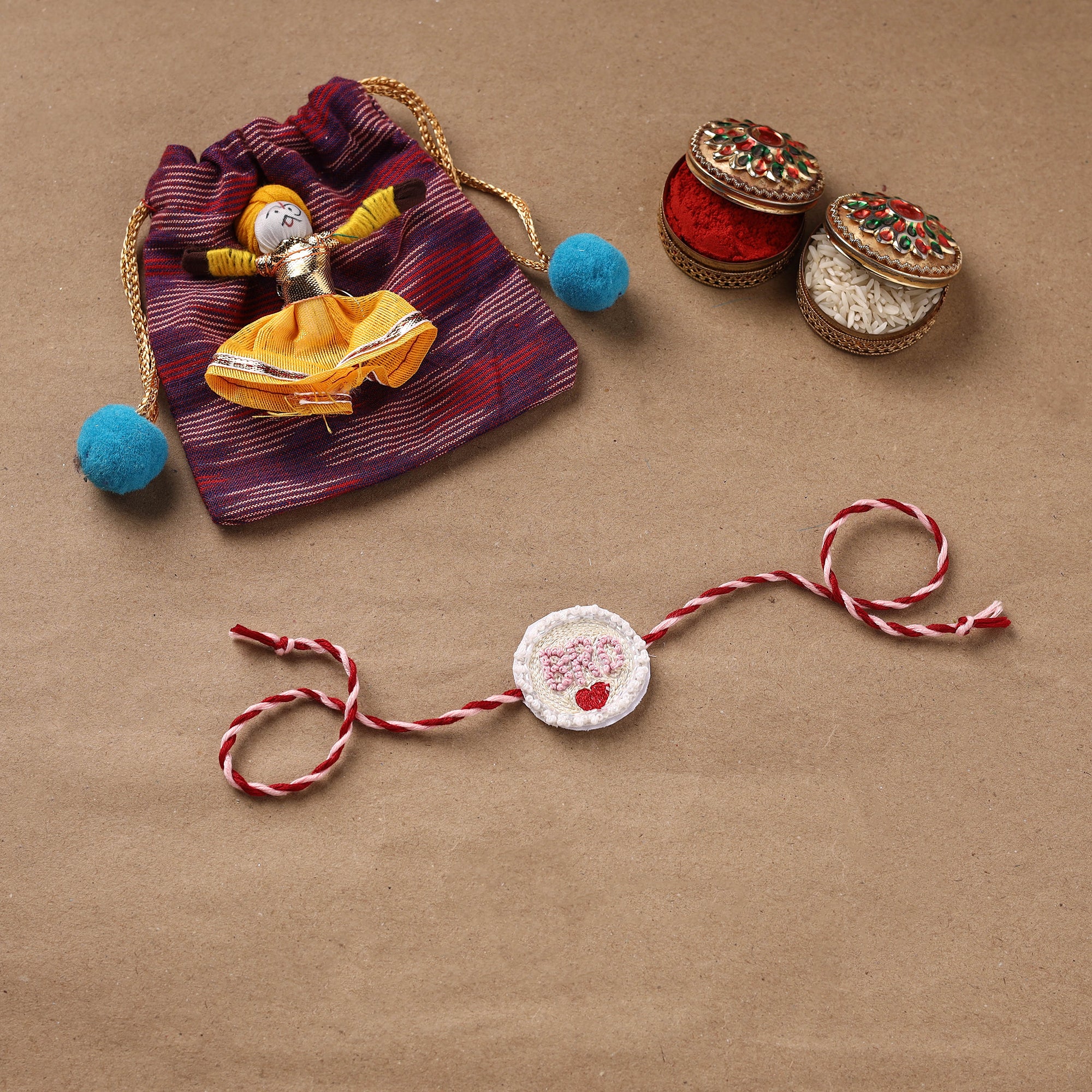 Bro - Hand Embroidered Thread Work Rakhi 13