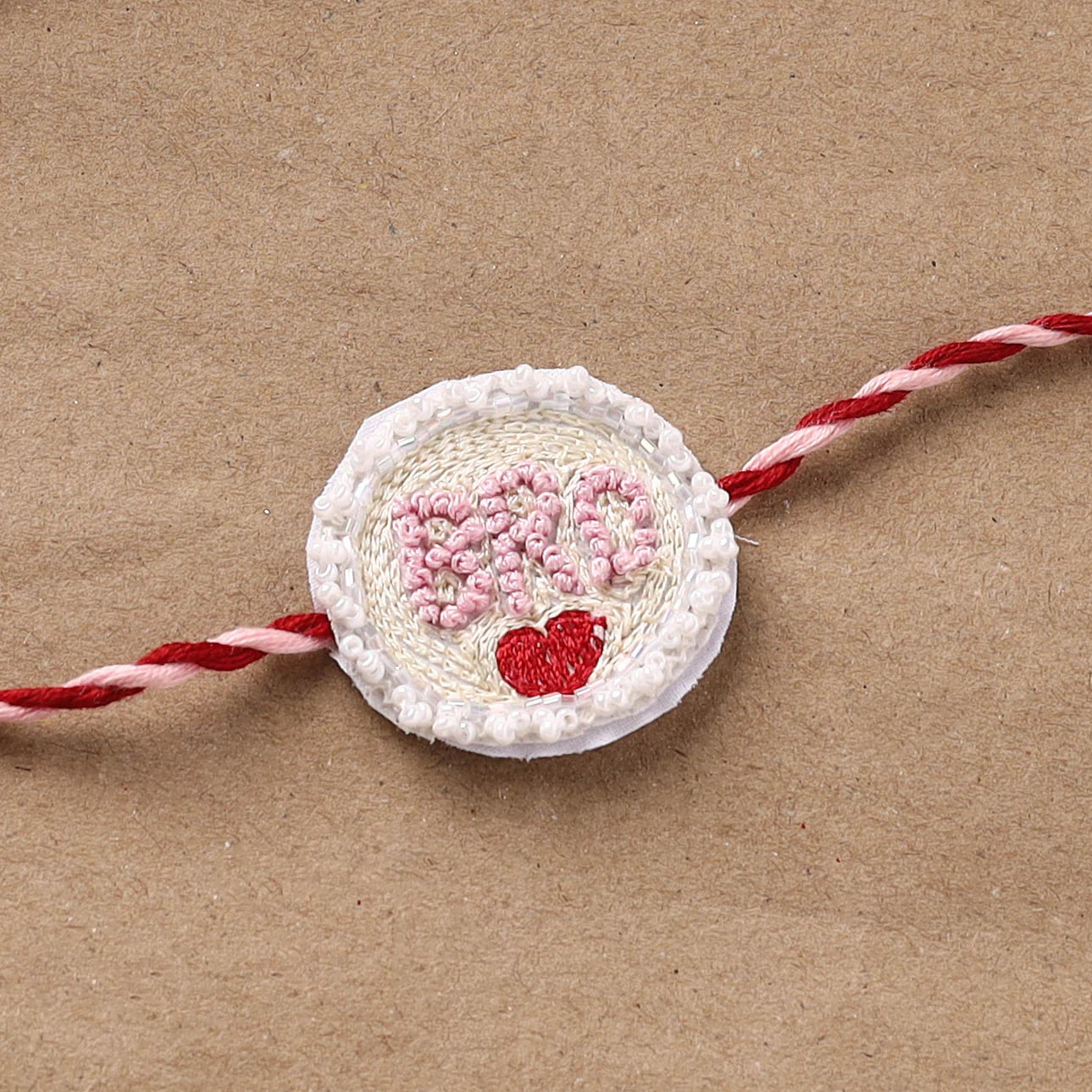 Bro - Hand Embroidered Thread Work Rakhi 13 - Image 2