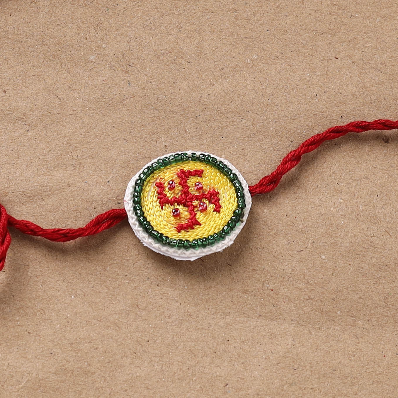 Swastik - Hand Embroidered Thread Work Rakhi 15 - Image 2