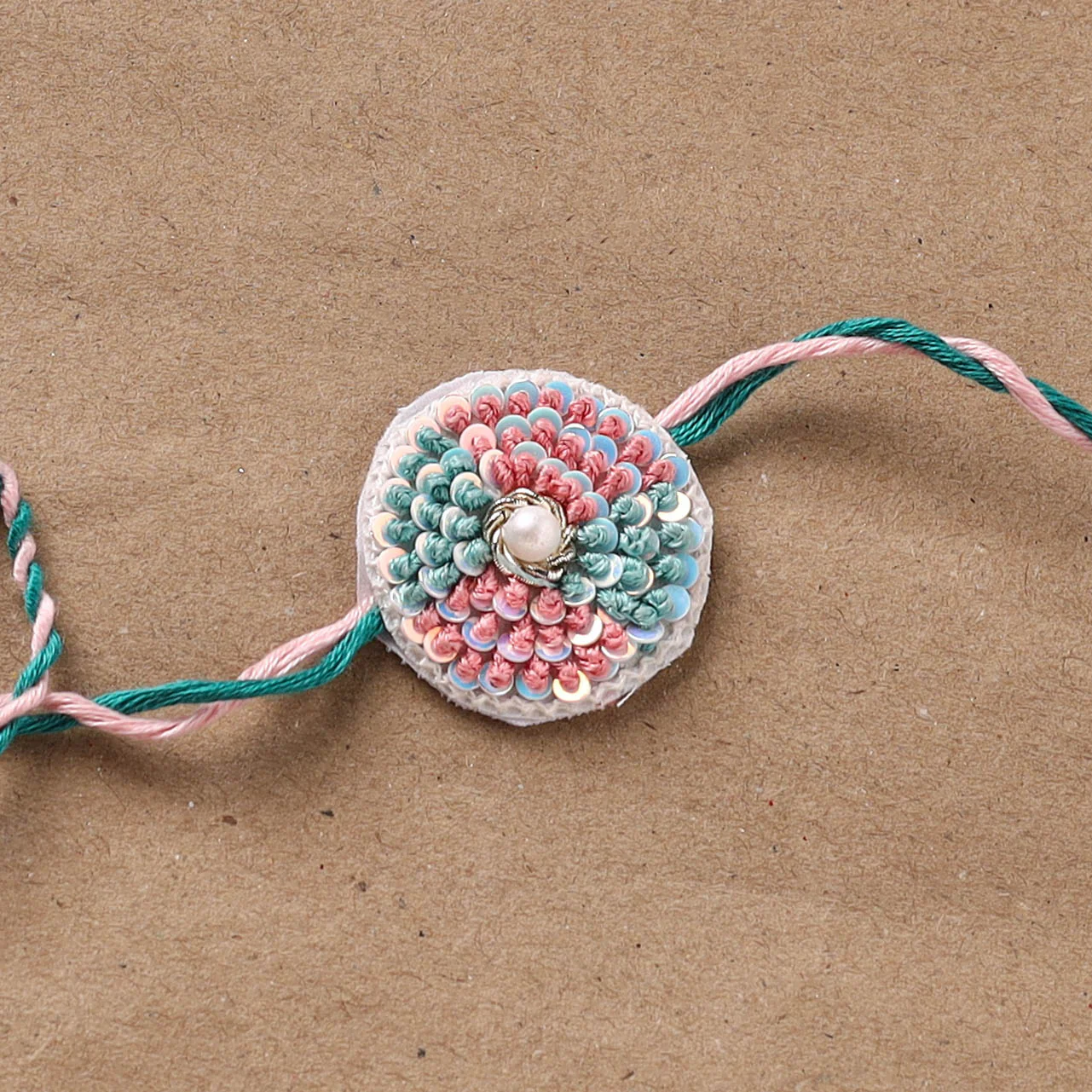 Flower - Hand Embroidered Thread Work Rakhi 17 - Image 2