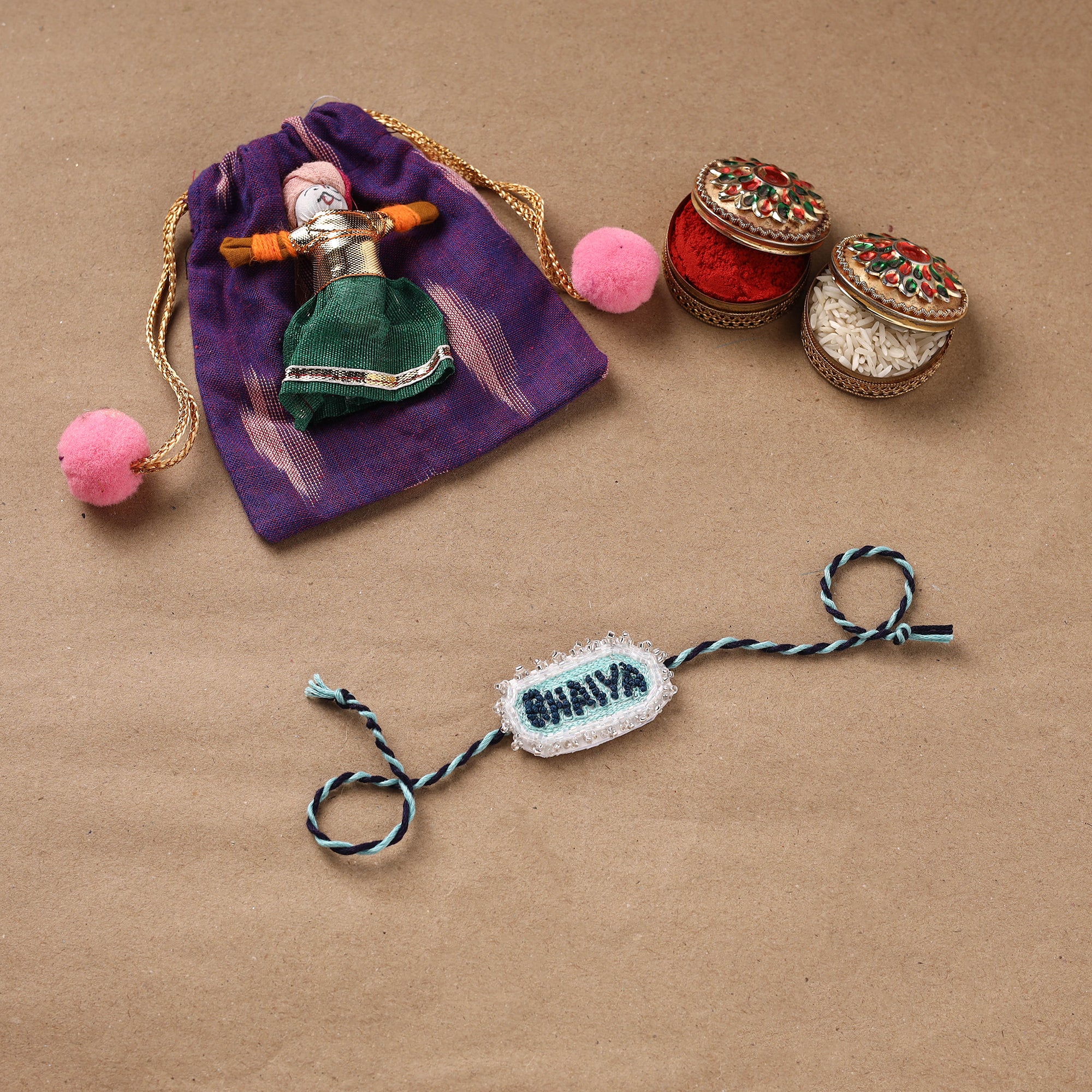 Bhaiya - Hand Embroidered Thread Work Rakhi 18