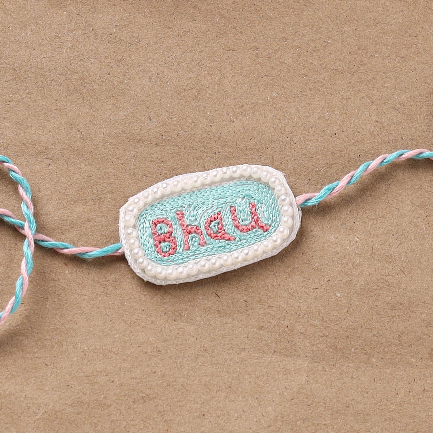 Bhau - Hand Embroidered Thread Work Rakhi 19 - Image 2
