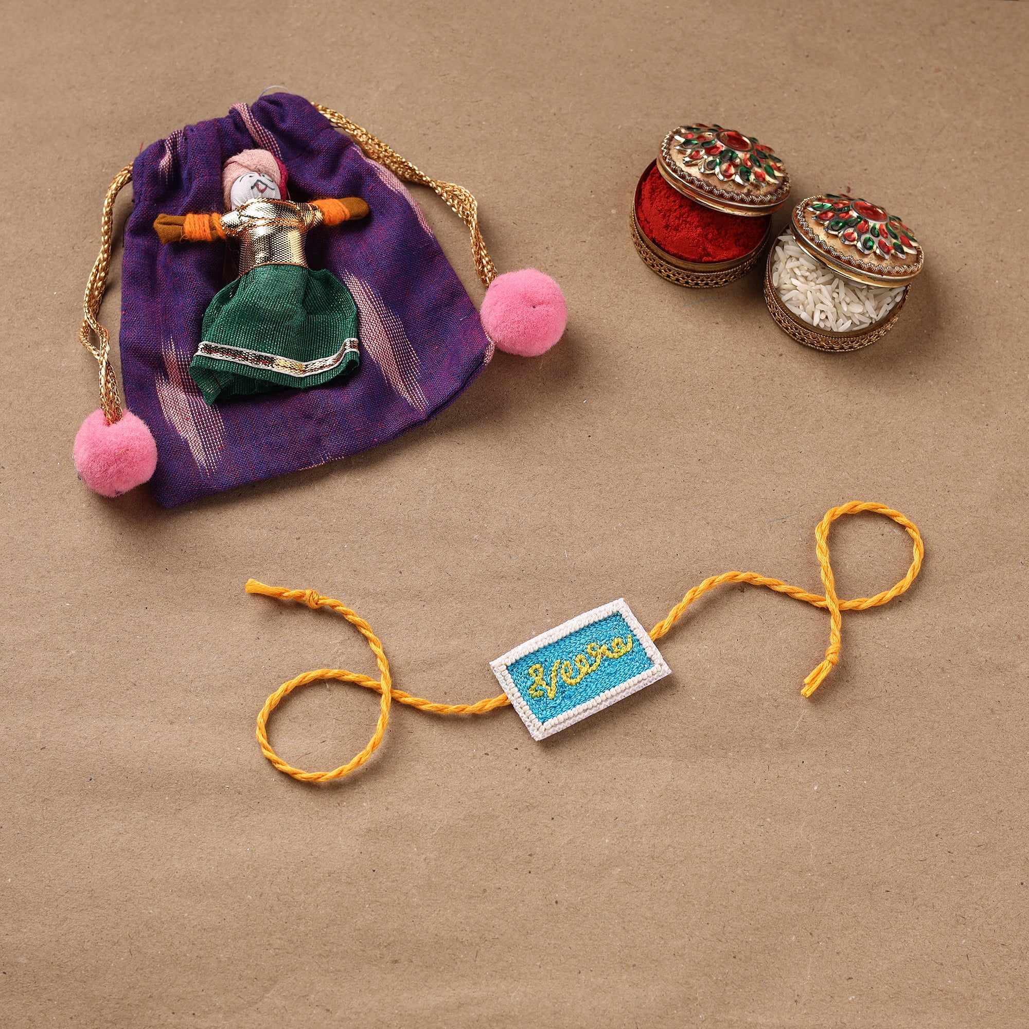 Veera - Hand Embroidered Thread Work Rakhi 21