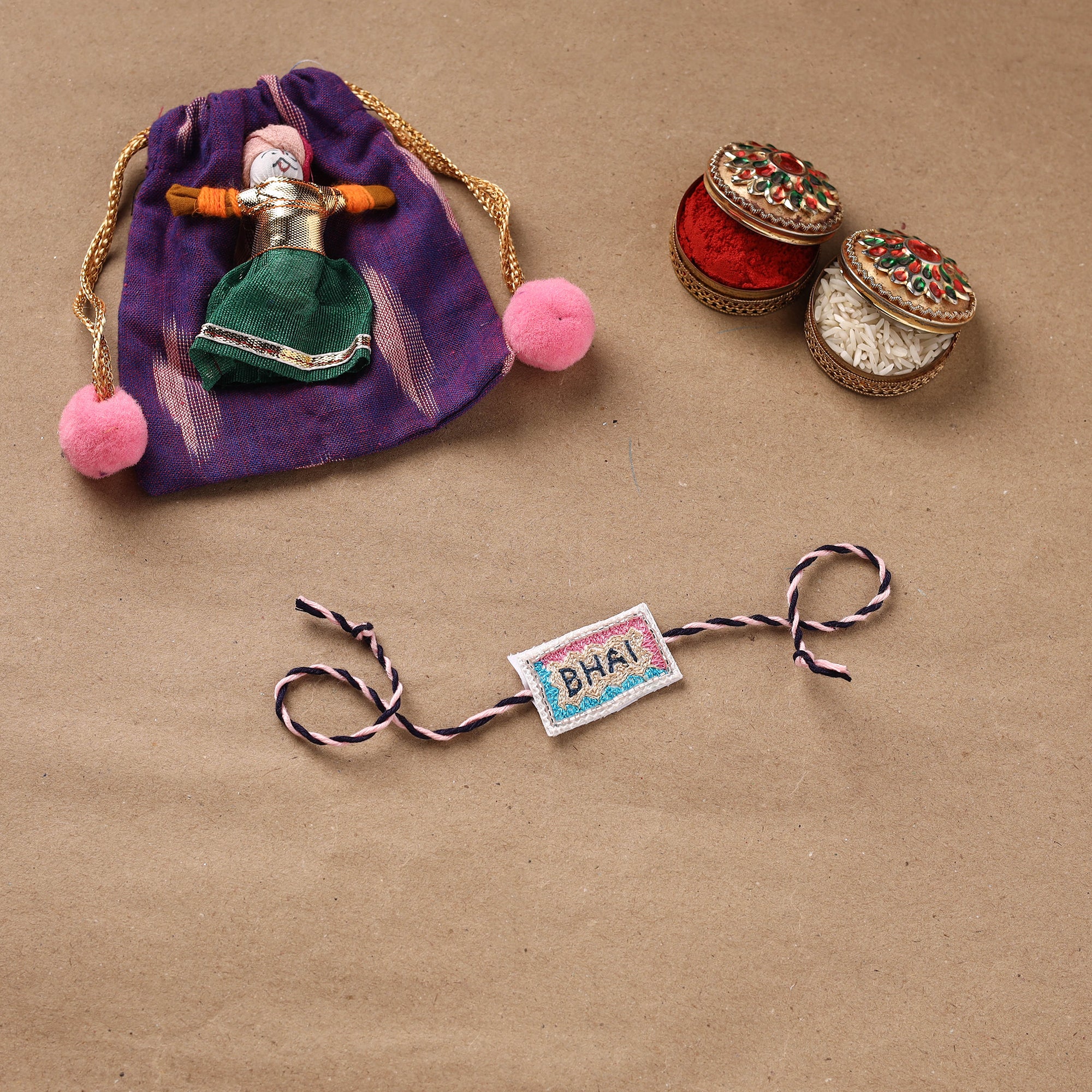 Bhai - Hand Embroidered Thread Work Rakhi 23