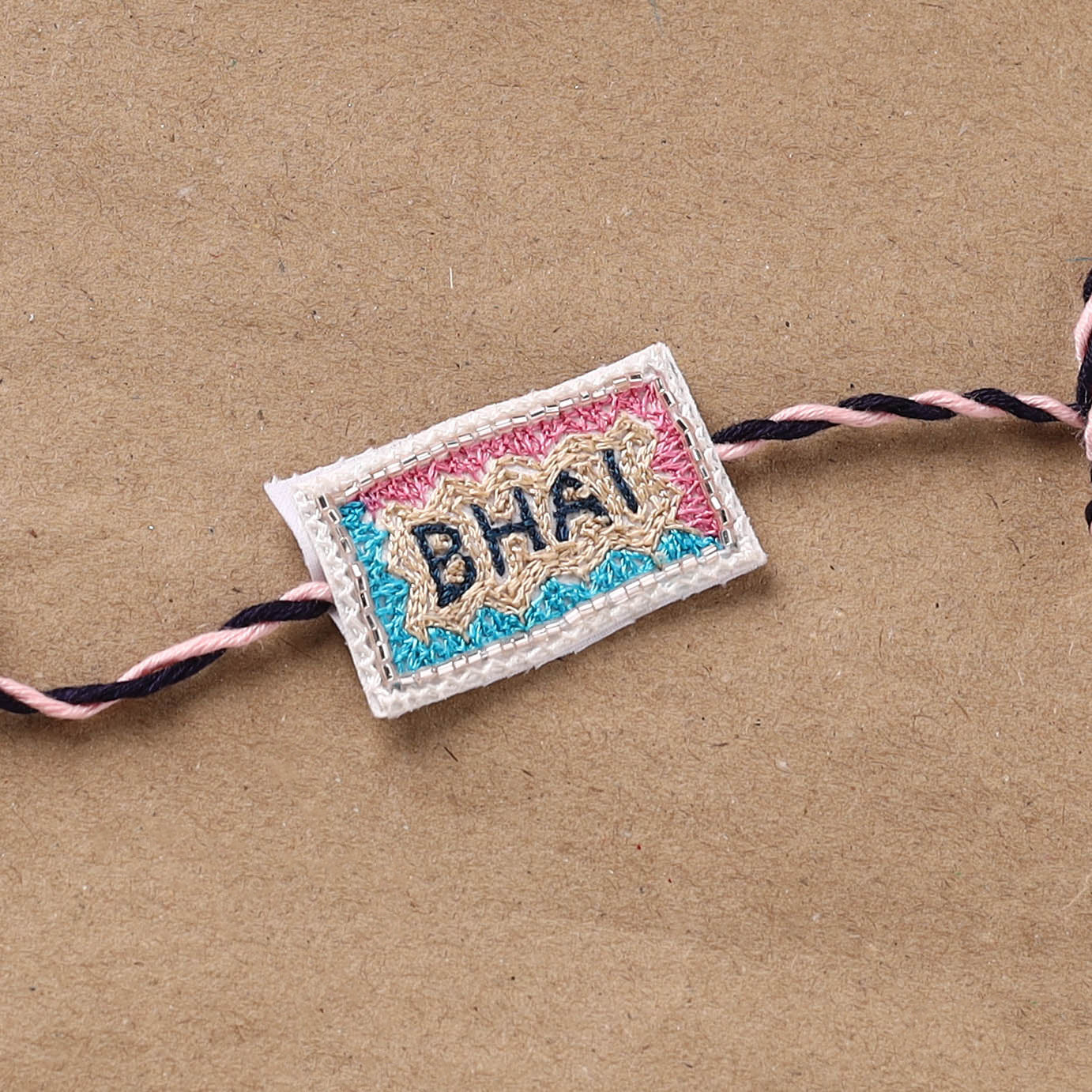 Bhai - Hand Embroidered Thread Work Rakhi 23 - Image 2