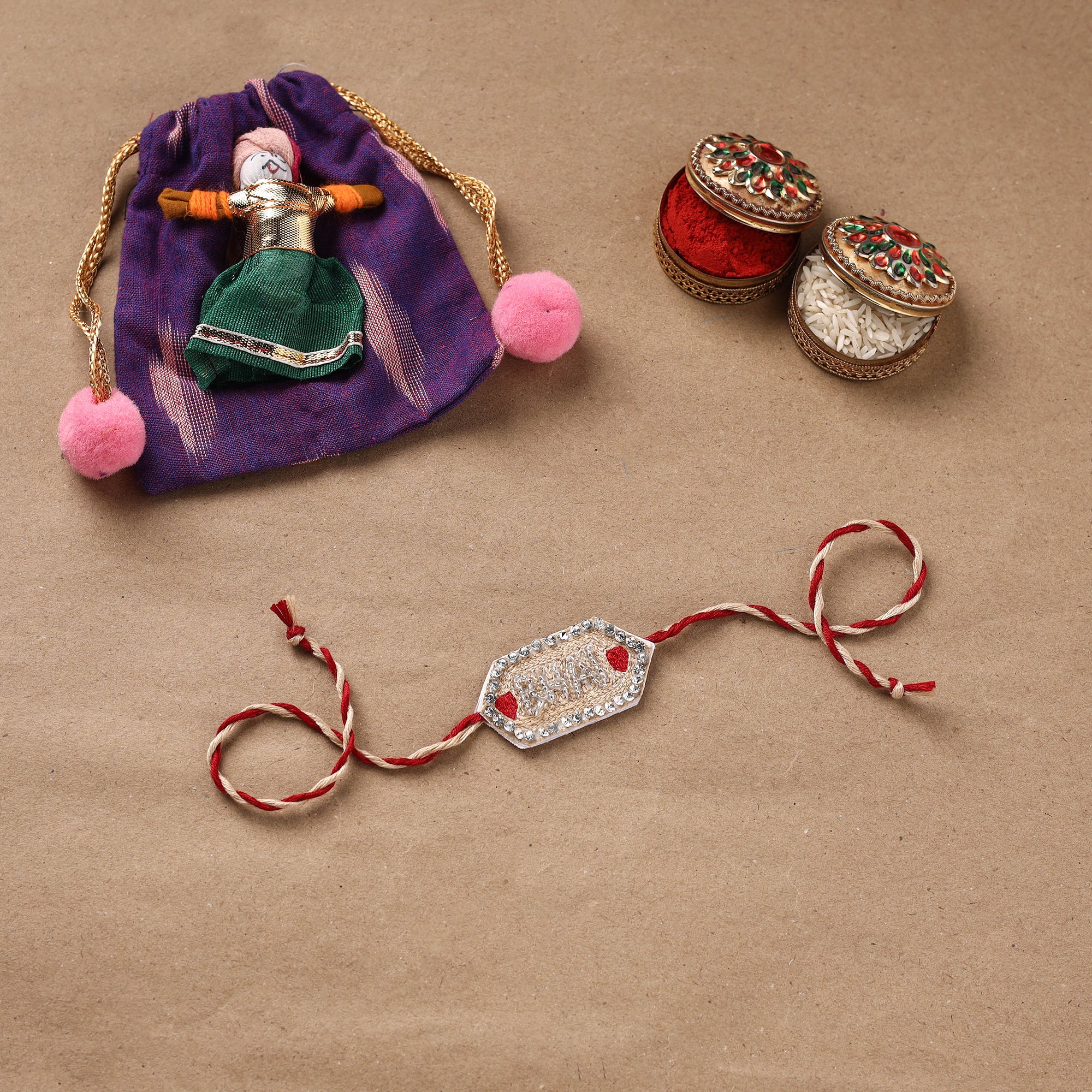 Bhai - Hand Embroidered Thread Work Rakhi 24