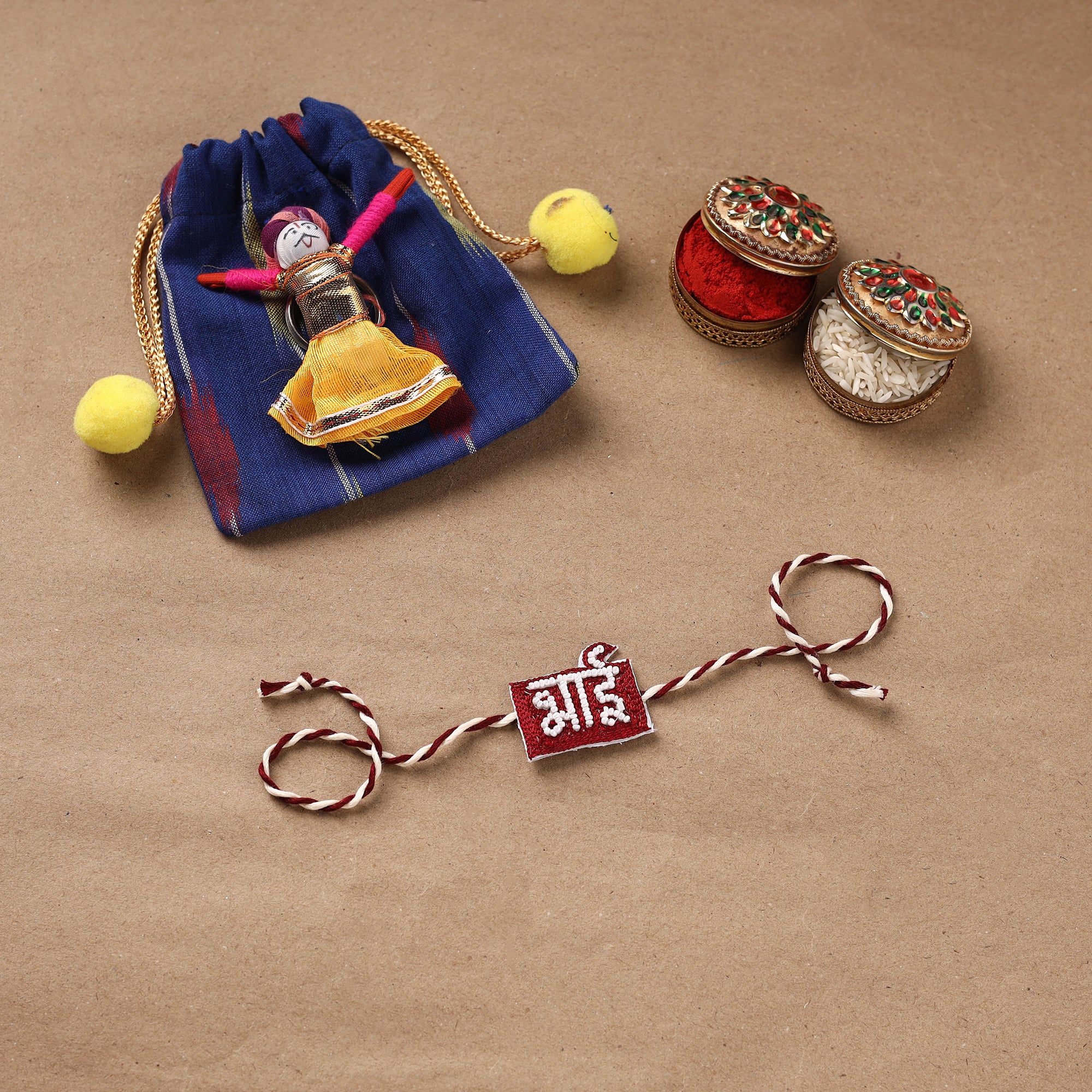 Bhai - Hand Embroidered Thread Work Rakhi 25
