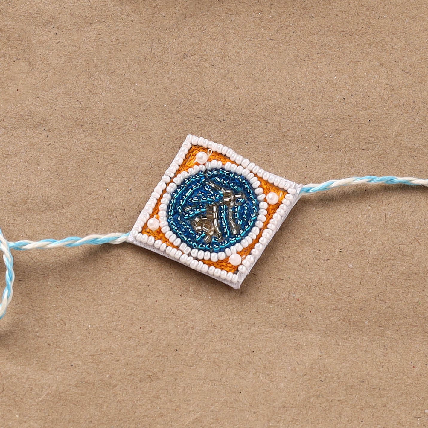 Rhombus - Hand Embroidered Thread Work Rakhi 29 - Image 2