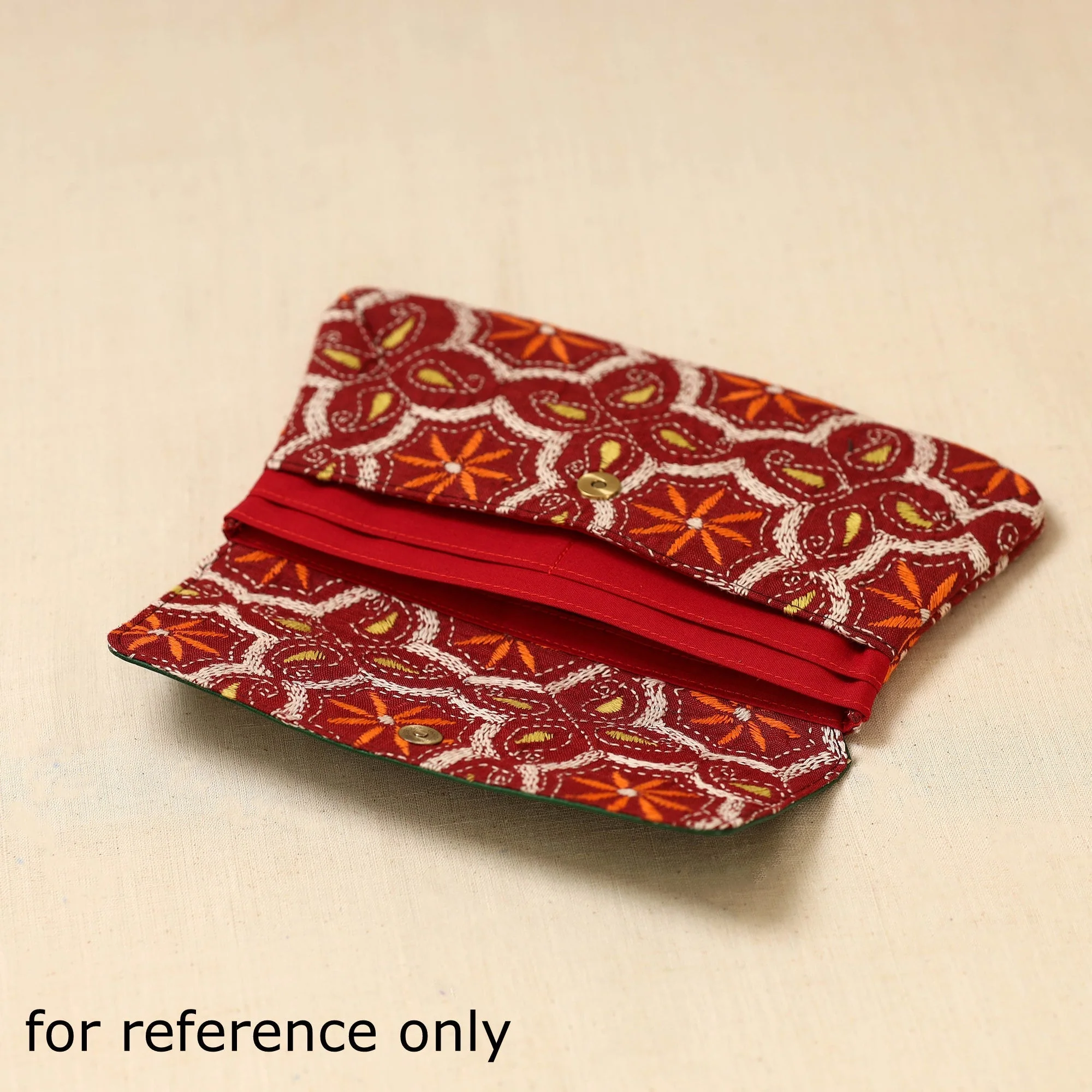 Blue - Hand Print Clutch with Embossed Leather Flap 11 - Image 3