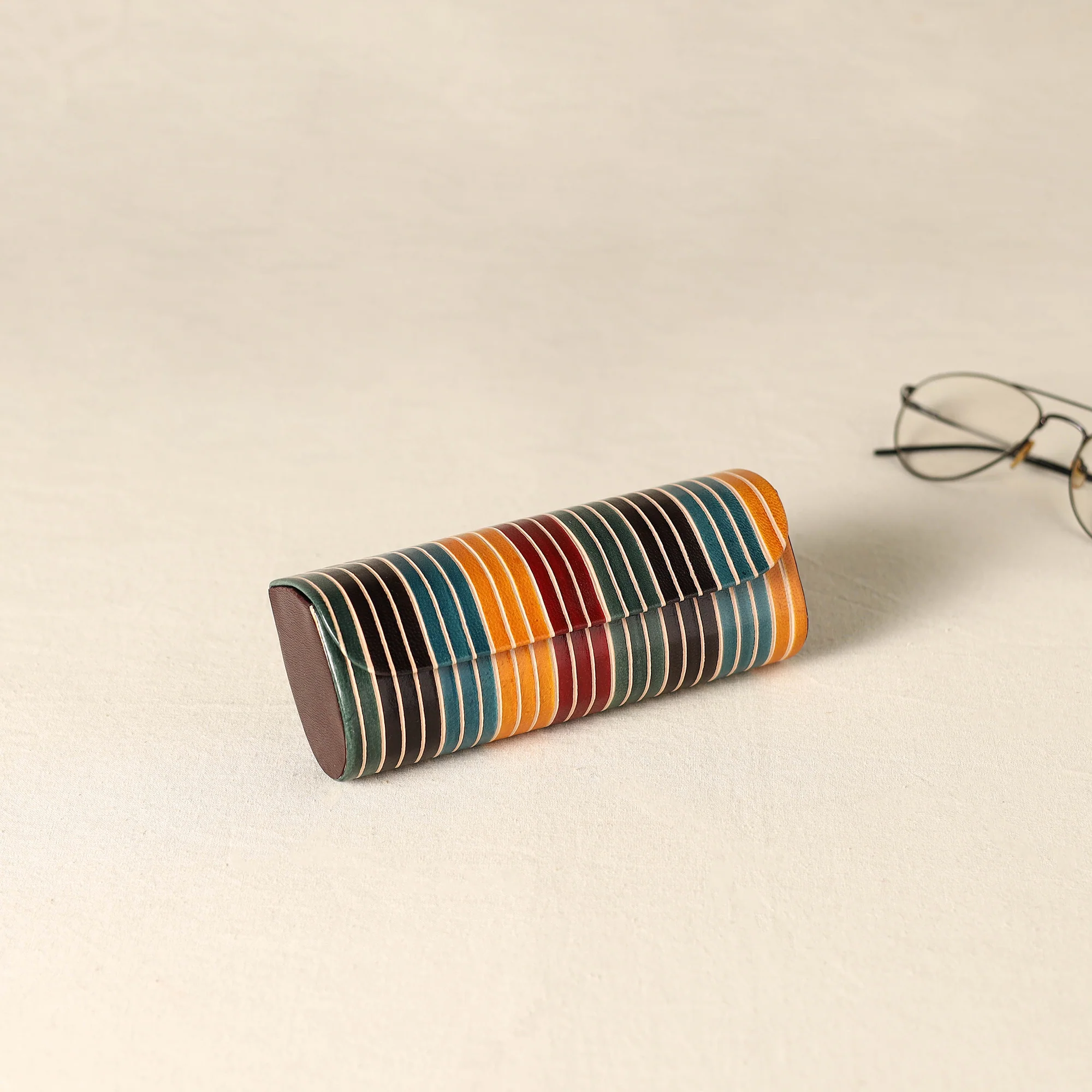 Multicolor - Handcrafted Embossed Leather Spectacle Case 07