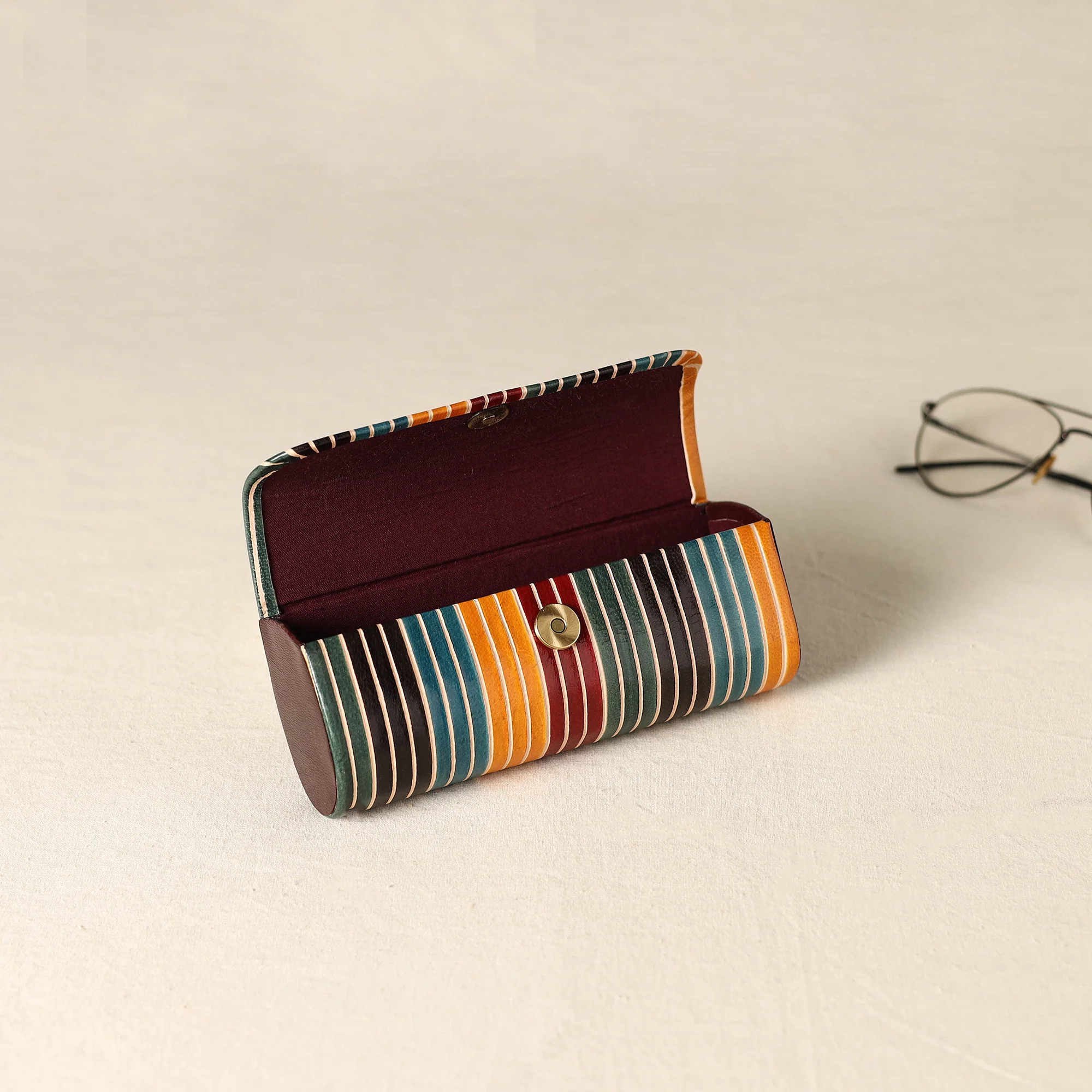 Multicolor - Handcrafted Embossed Leather Spectacle Case 07 - Image 2