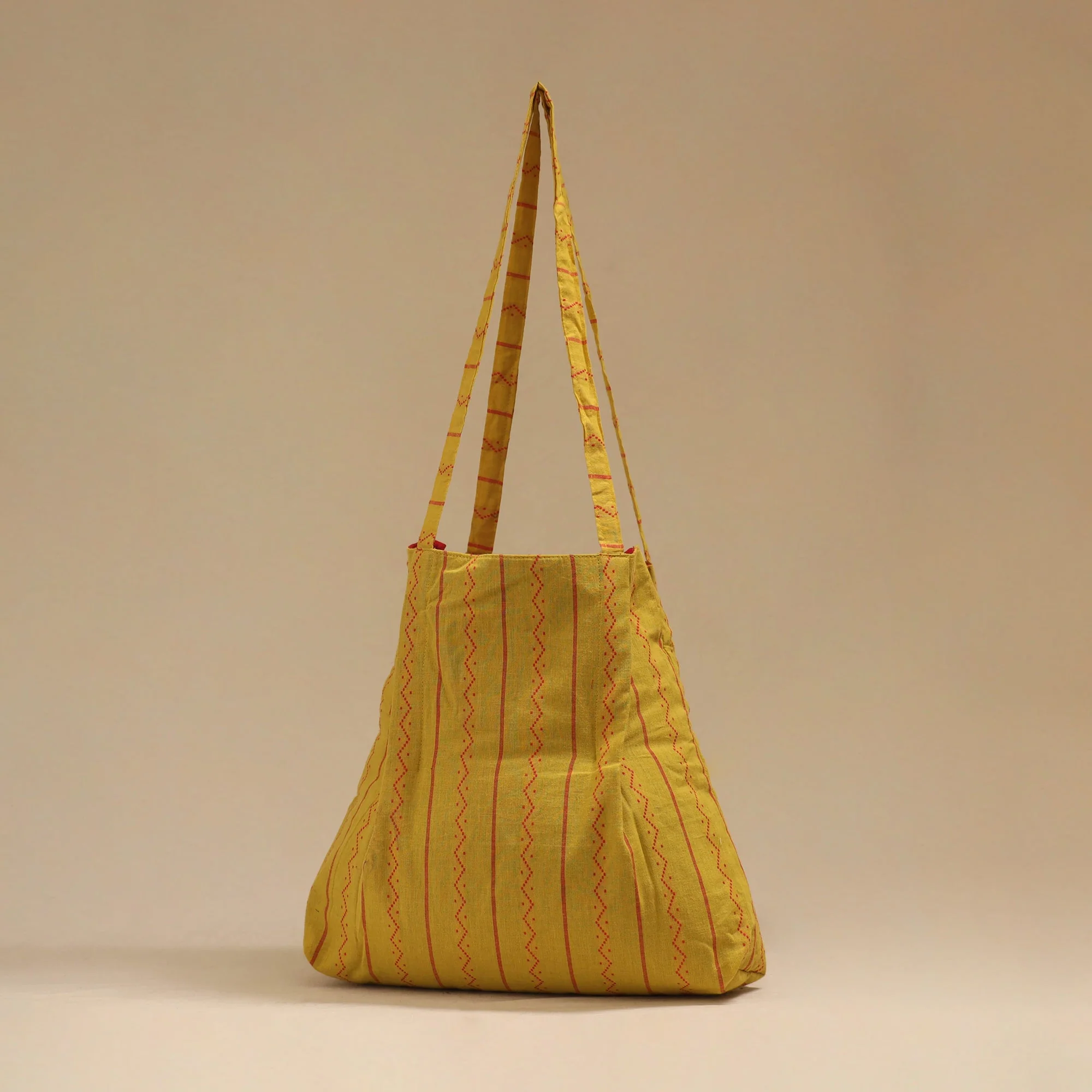 Yellow - Handcrafted Fabric Jhola Bag 01 - Image 2