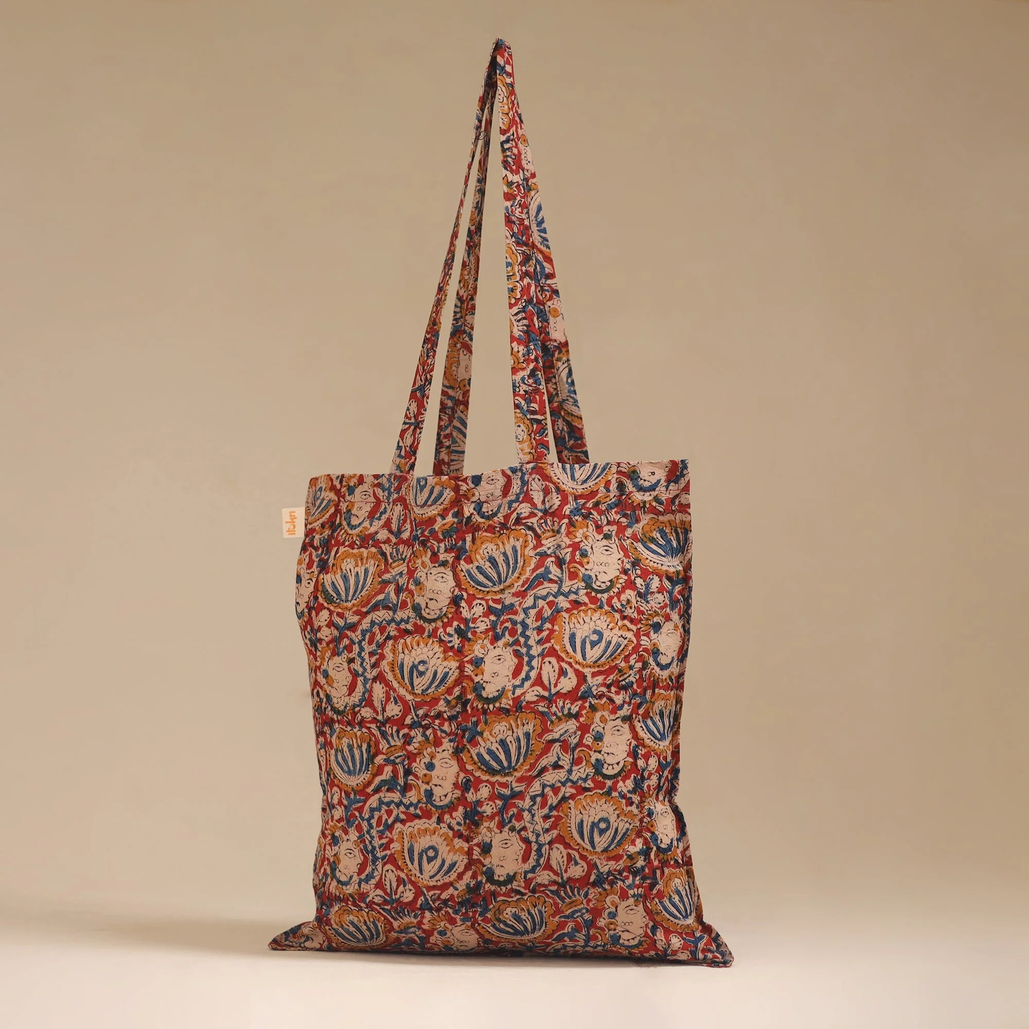 Red - Handcrafted Fabric Jhola Bag 02 - Image 2