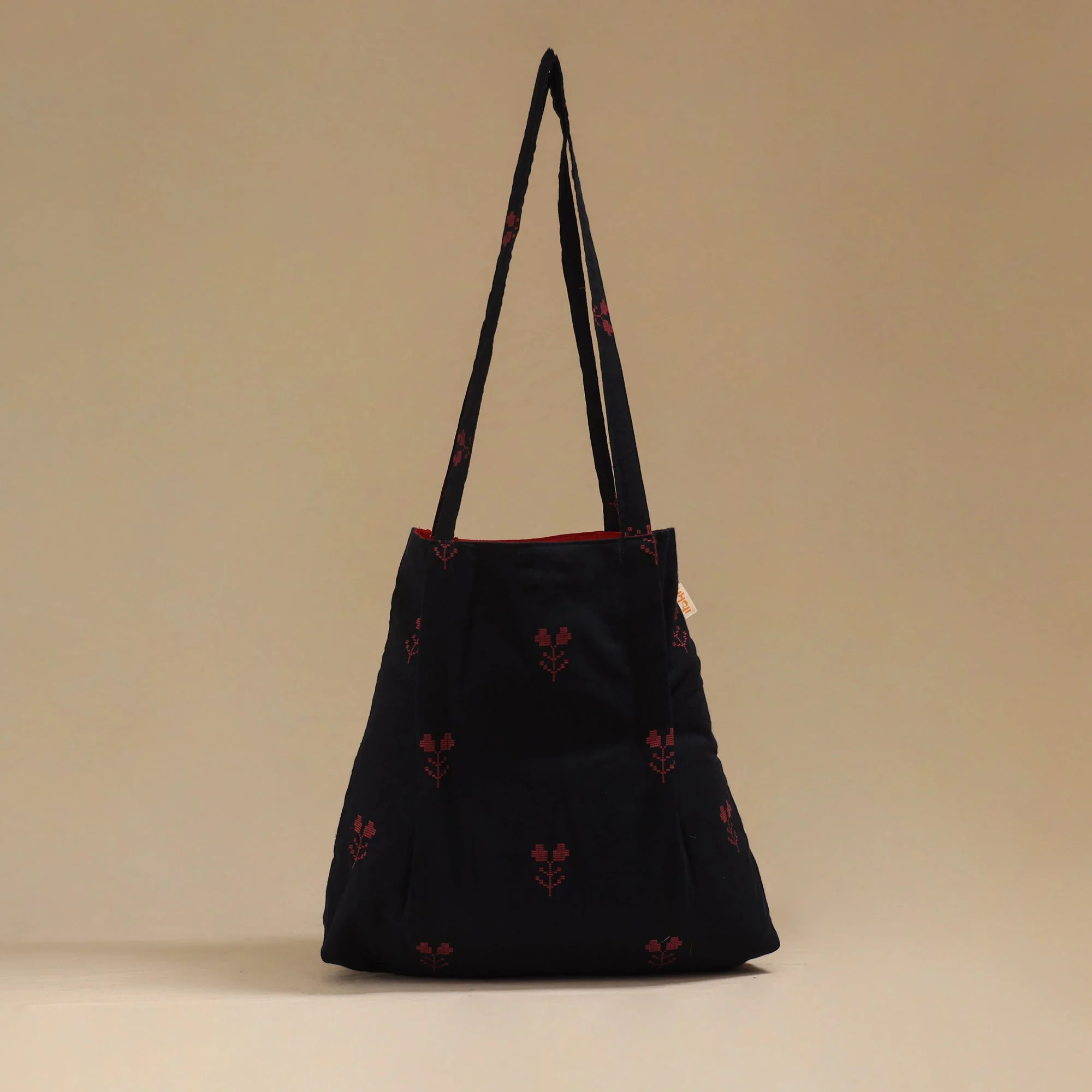 Black - Handcrafted Fabric Jhola Bag 04