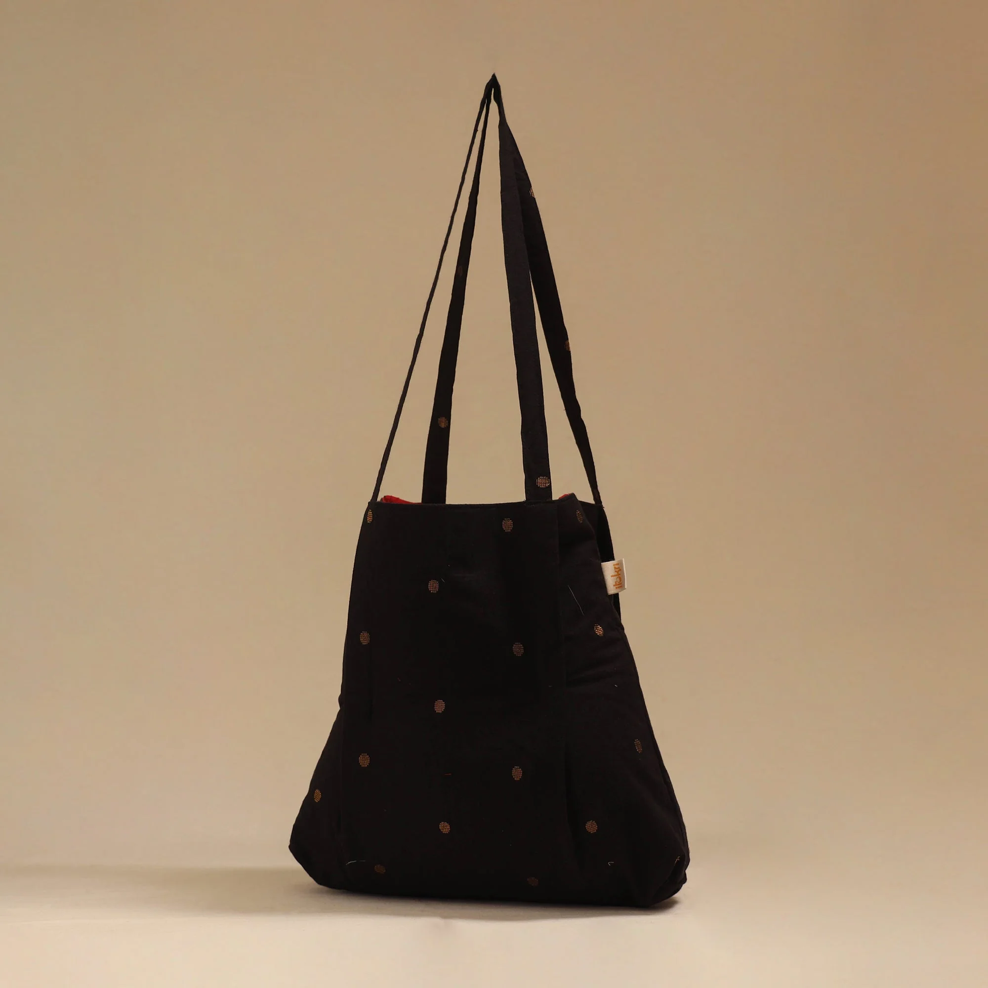 Black - Handcrafted Fabric Jhola Bag 07 - Image 2