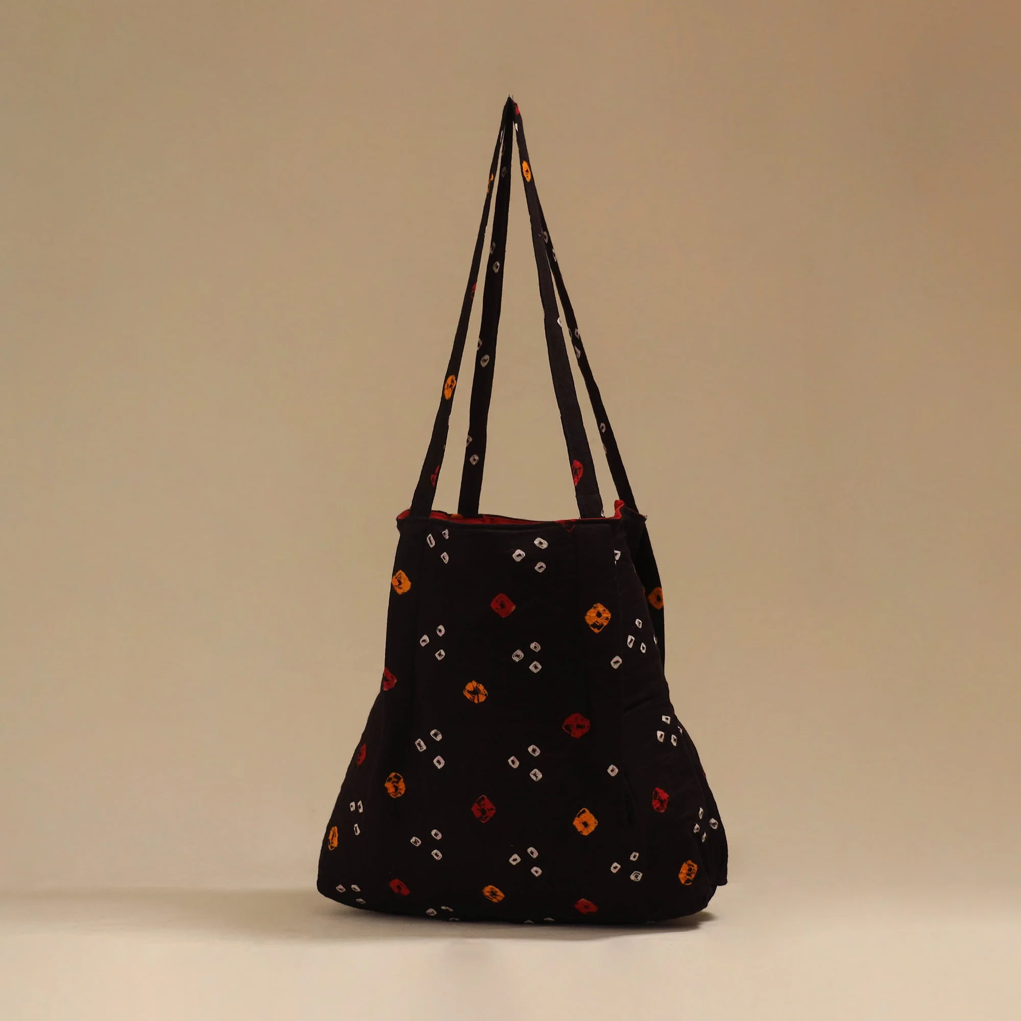 Black - Handcrafted Fabric Jhola Bag 08 - Image 2