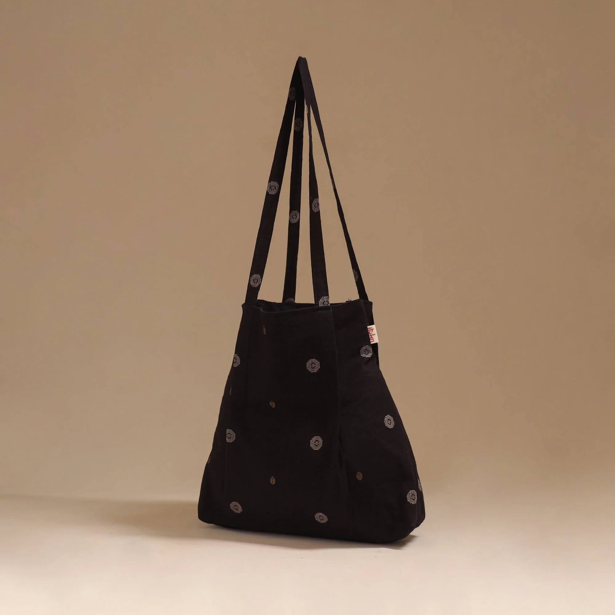 Black - Handcrafted Fabric Jhola Bag 11 - Image 2