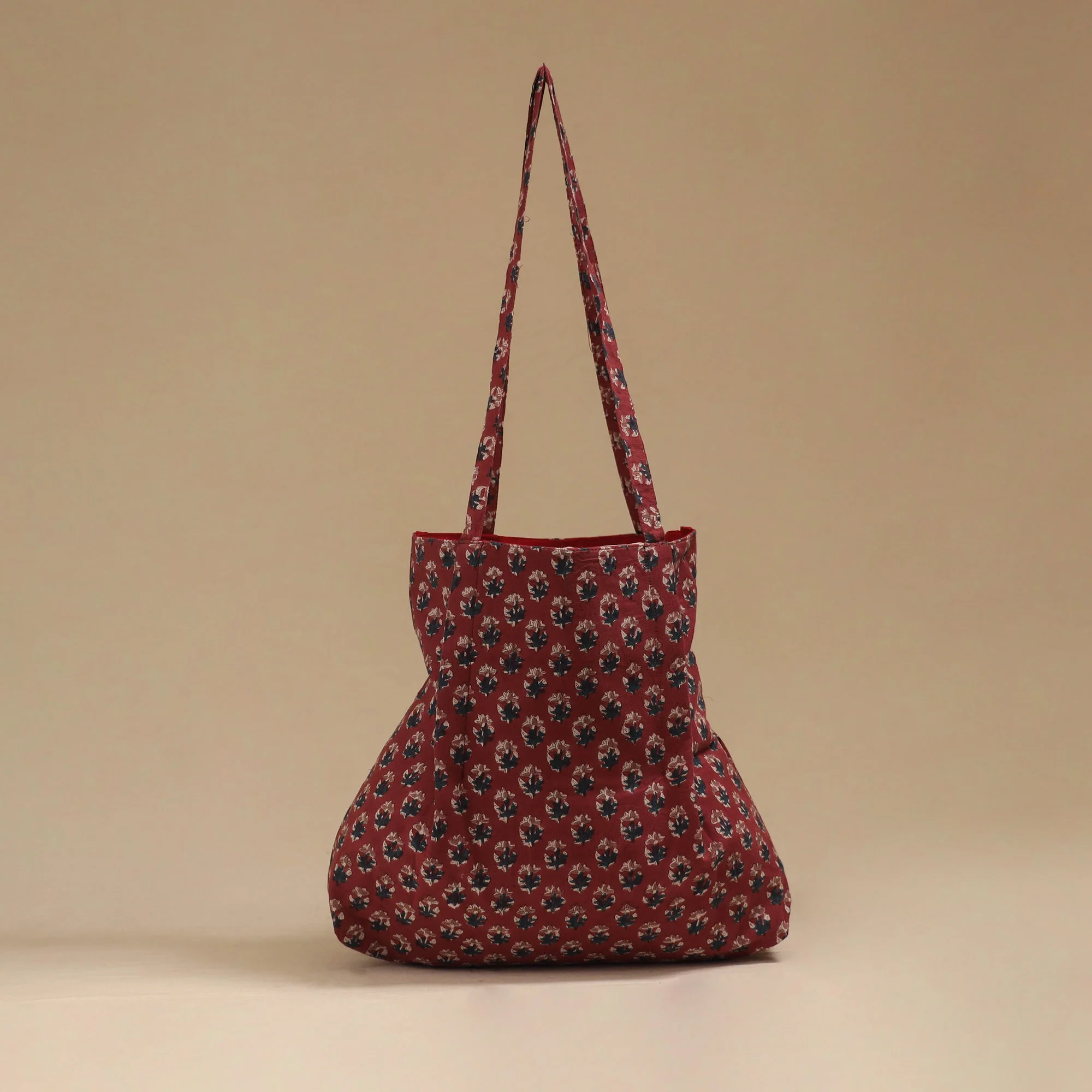 Red - Handcrafted Fabric Jhola Bag 11