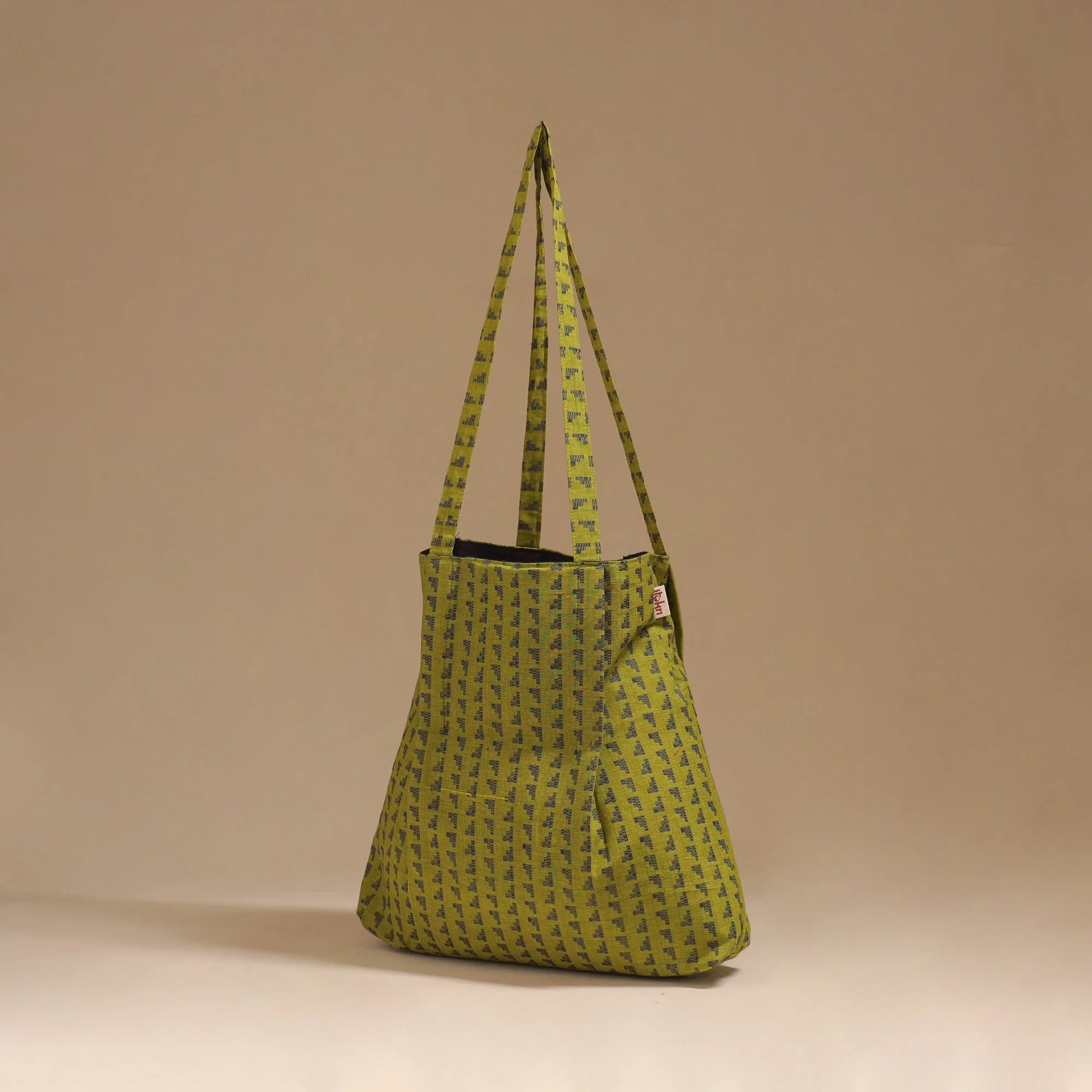 Green - Handcrafted Fabric Jhola Bag 12 - Image 2