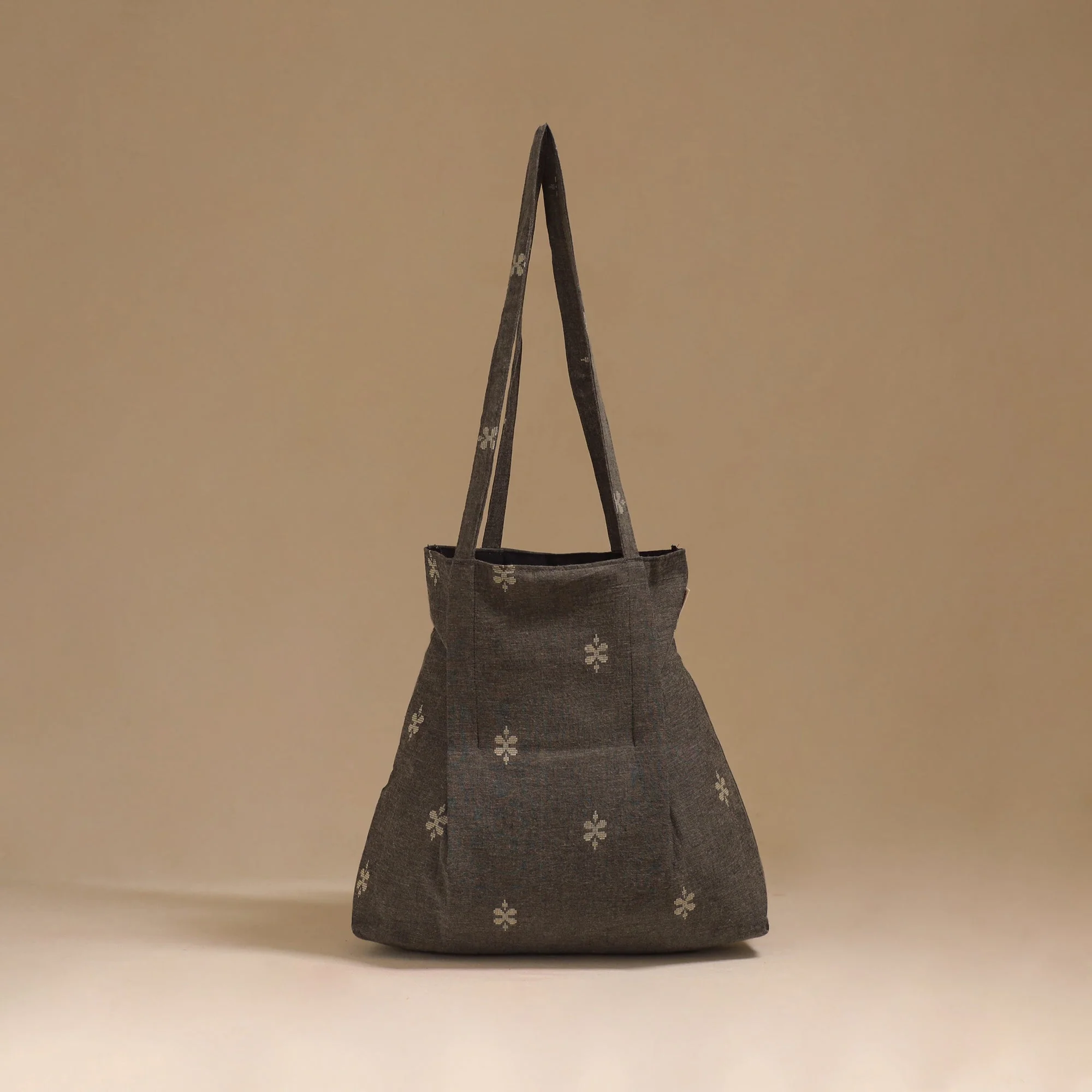 Grey - Handcrafted Fabric Jhola Bag 21