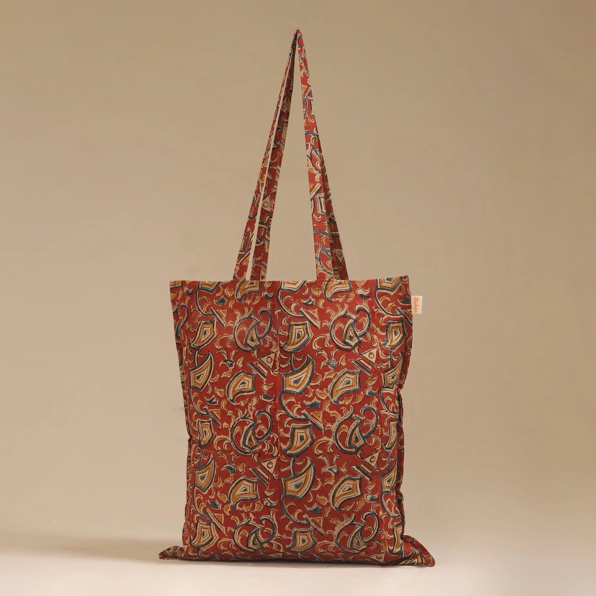 Red - Handcrafted Fabric Jhola Bag 22 - Image 2