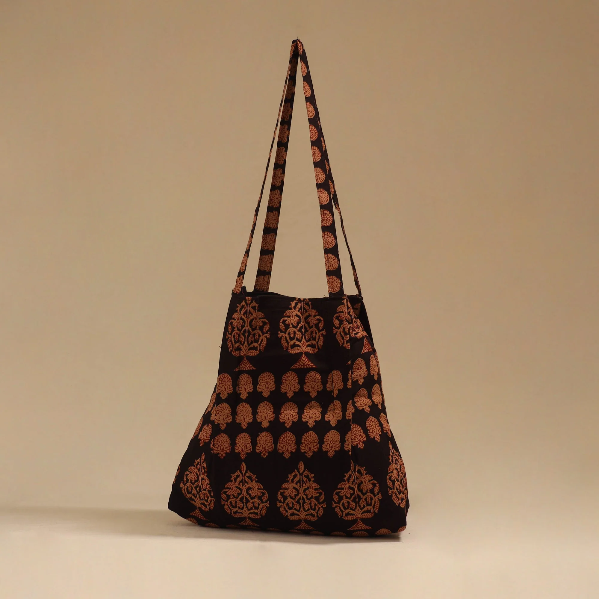 Black - Handcrafted Fabric Jhola Bag 24 - Image 2