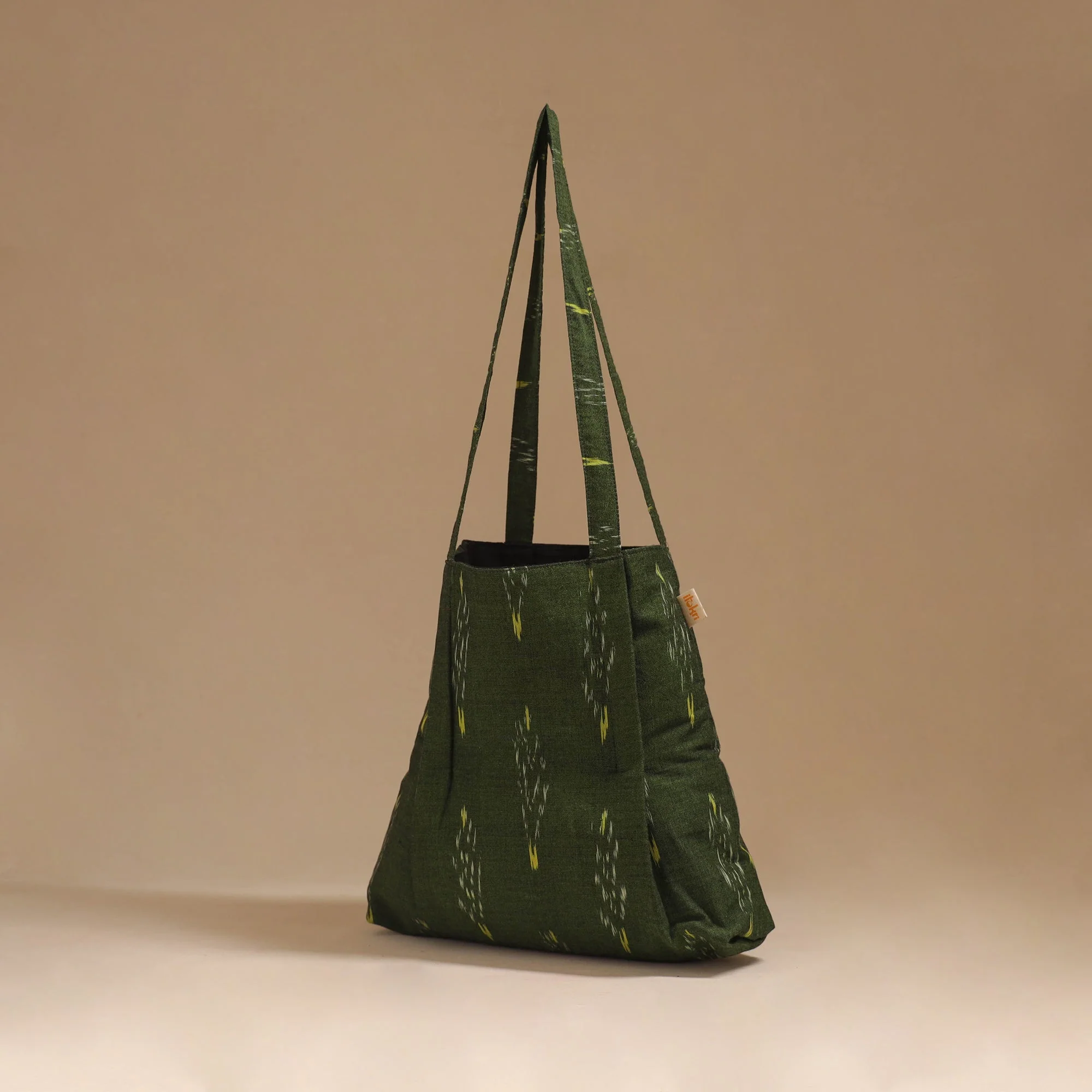 Green - Handcrafted Fabric Jhola Bag 28 - Image 2
