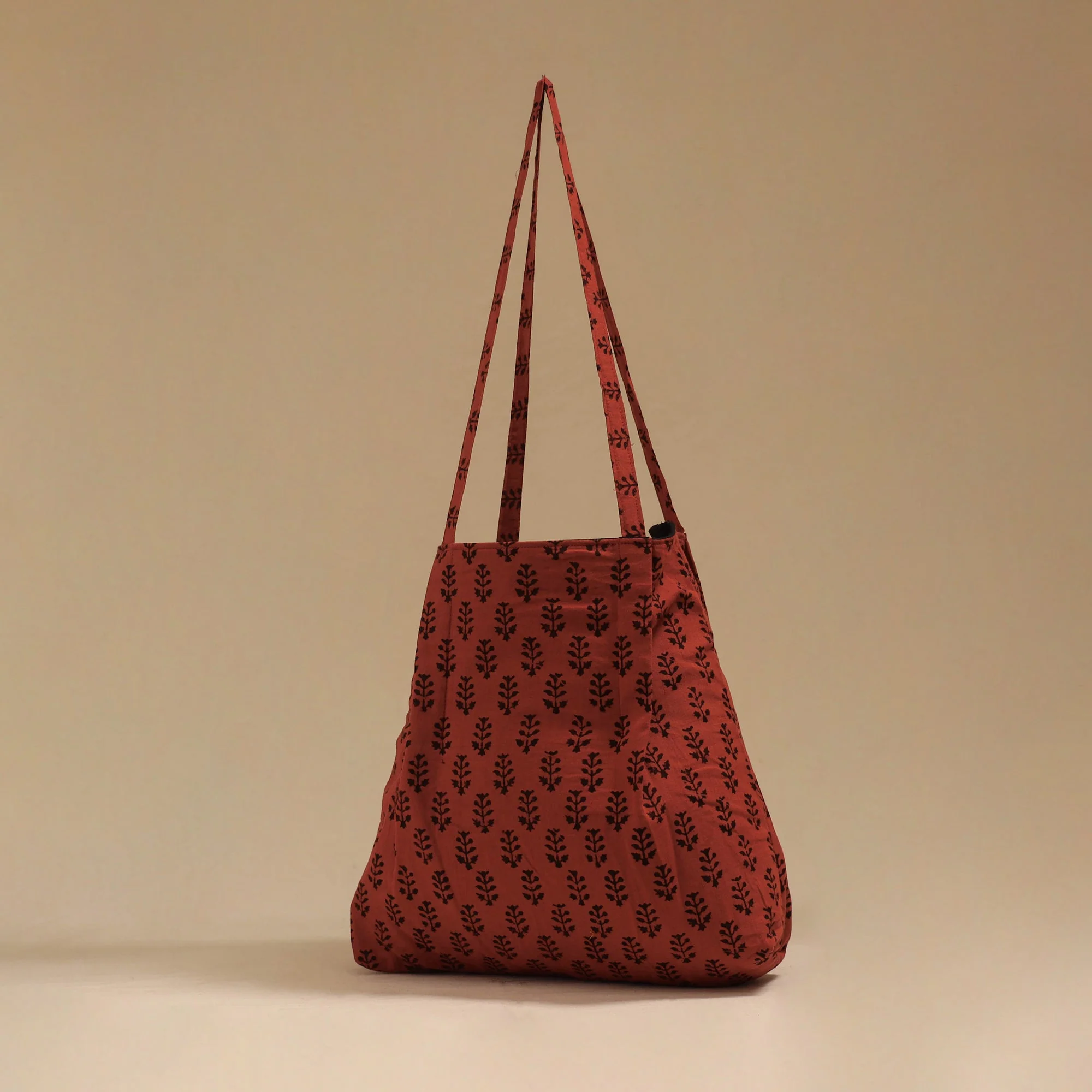 Red - Handcrafted Fabric Jhola Bag 29 - Image 2