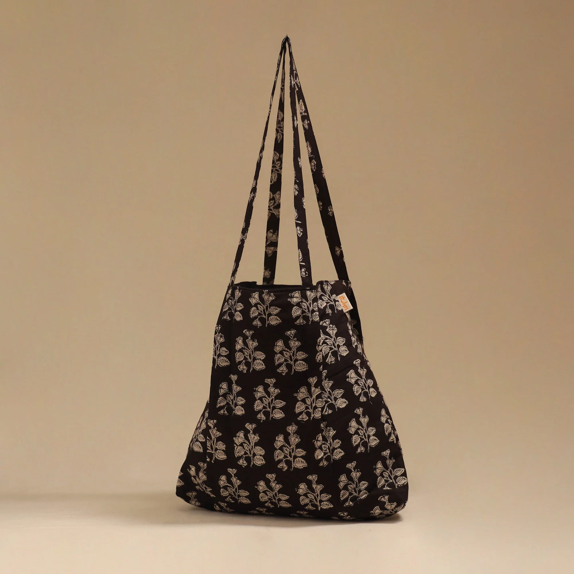 Black - Handcrafted Fabric Jhola Bag 30 - Image 2