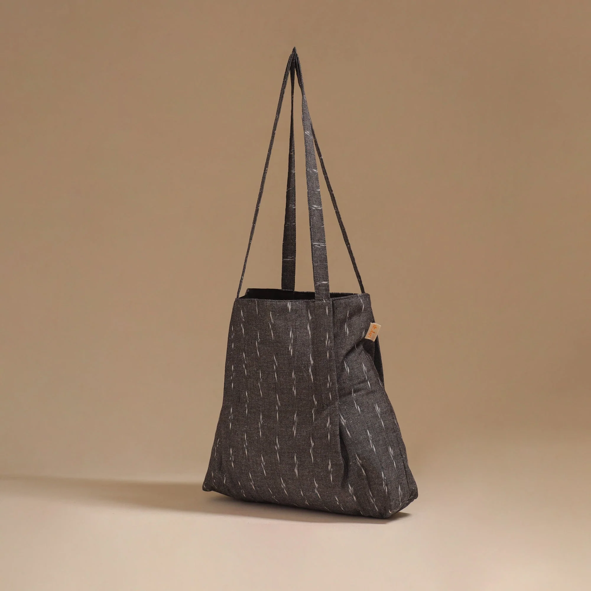 Grey - Handcrafted Fabric Jhola Bag 32 - Image 2