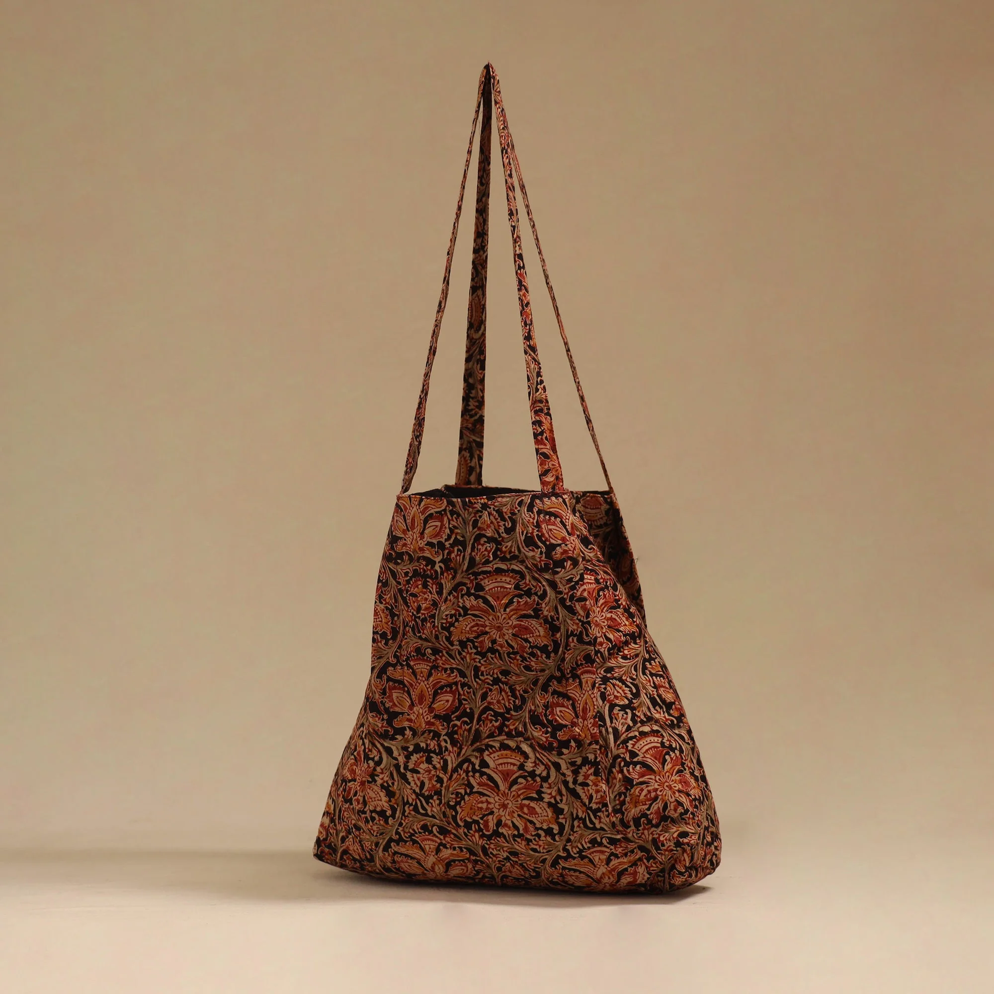 Black - Handcrafted Fabric Jhola Bag 47 - Image 2
