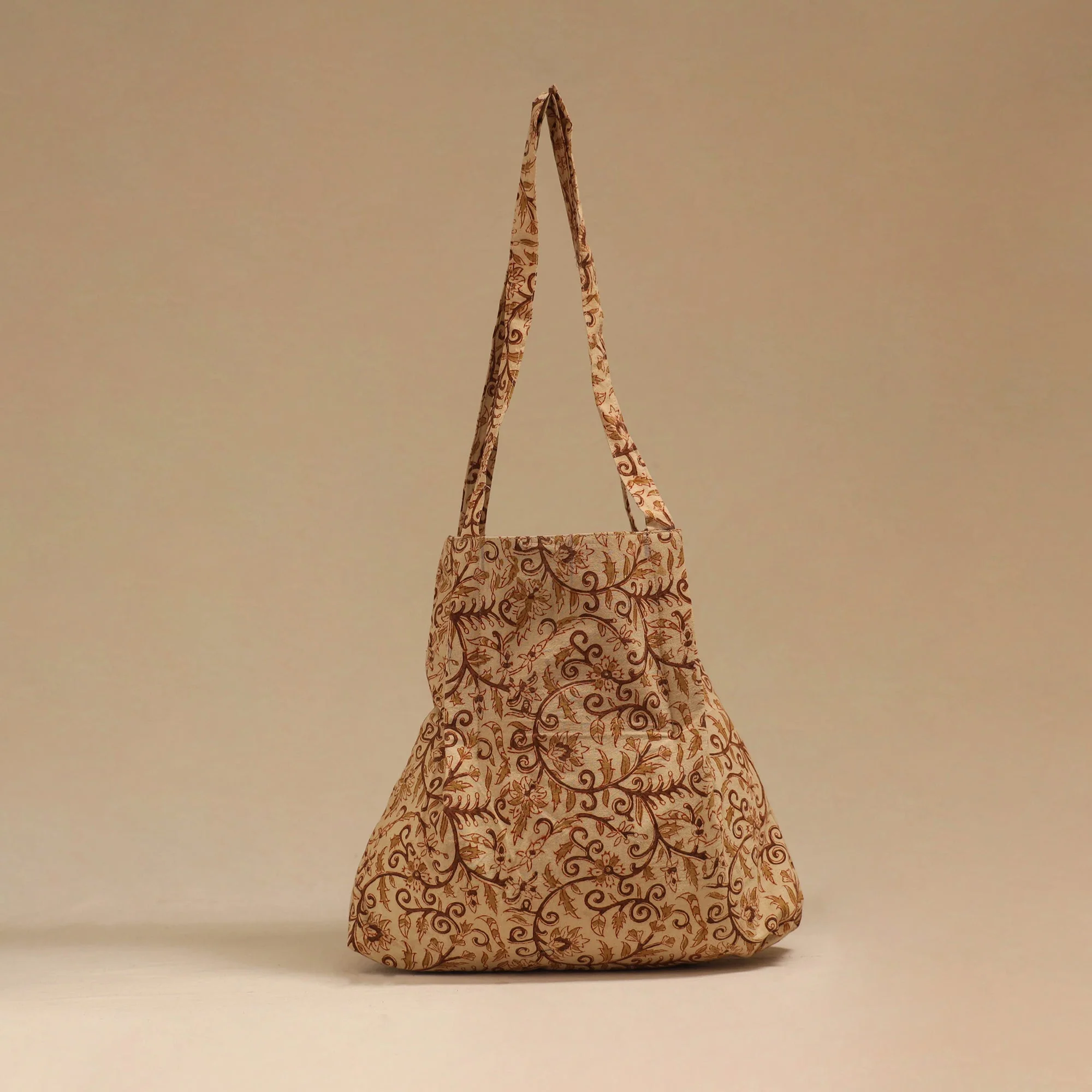 Beige - Handcrafted Fabric Jhola Bag 53