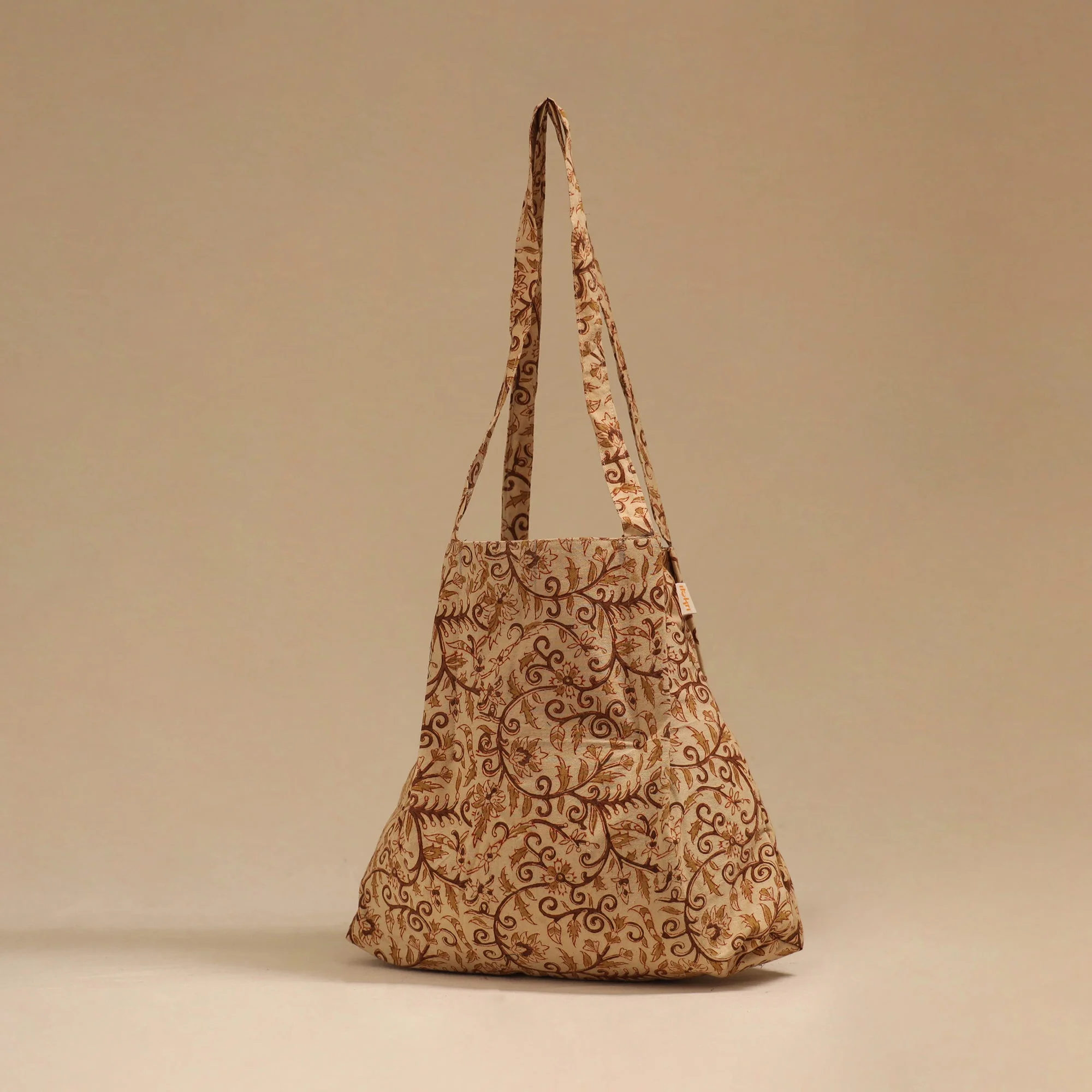 Beige - Handcrafted Fabric Jhola Bag 53 - Image 2