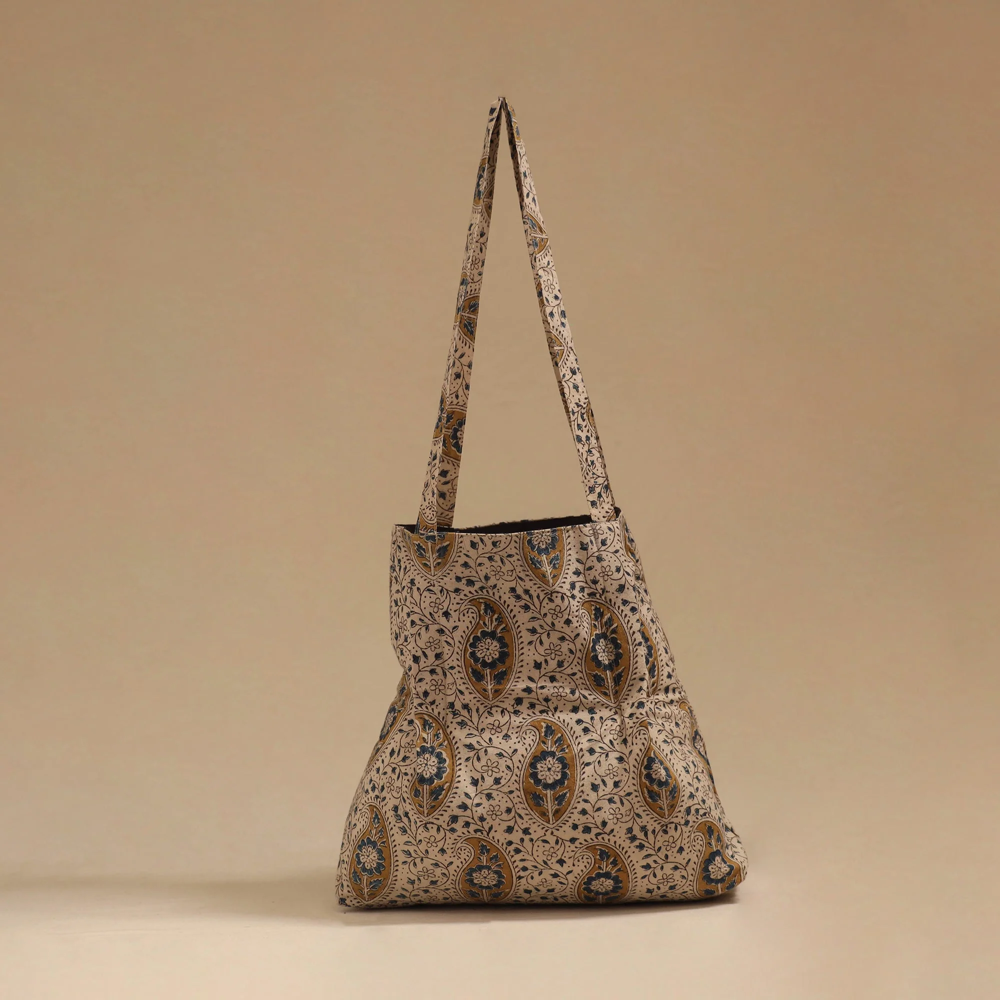 Beige - Handcrafted Fabric Jhola Bag 54