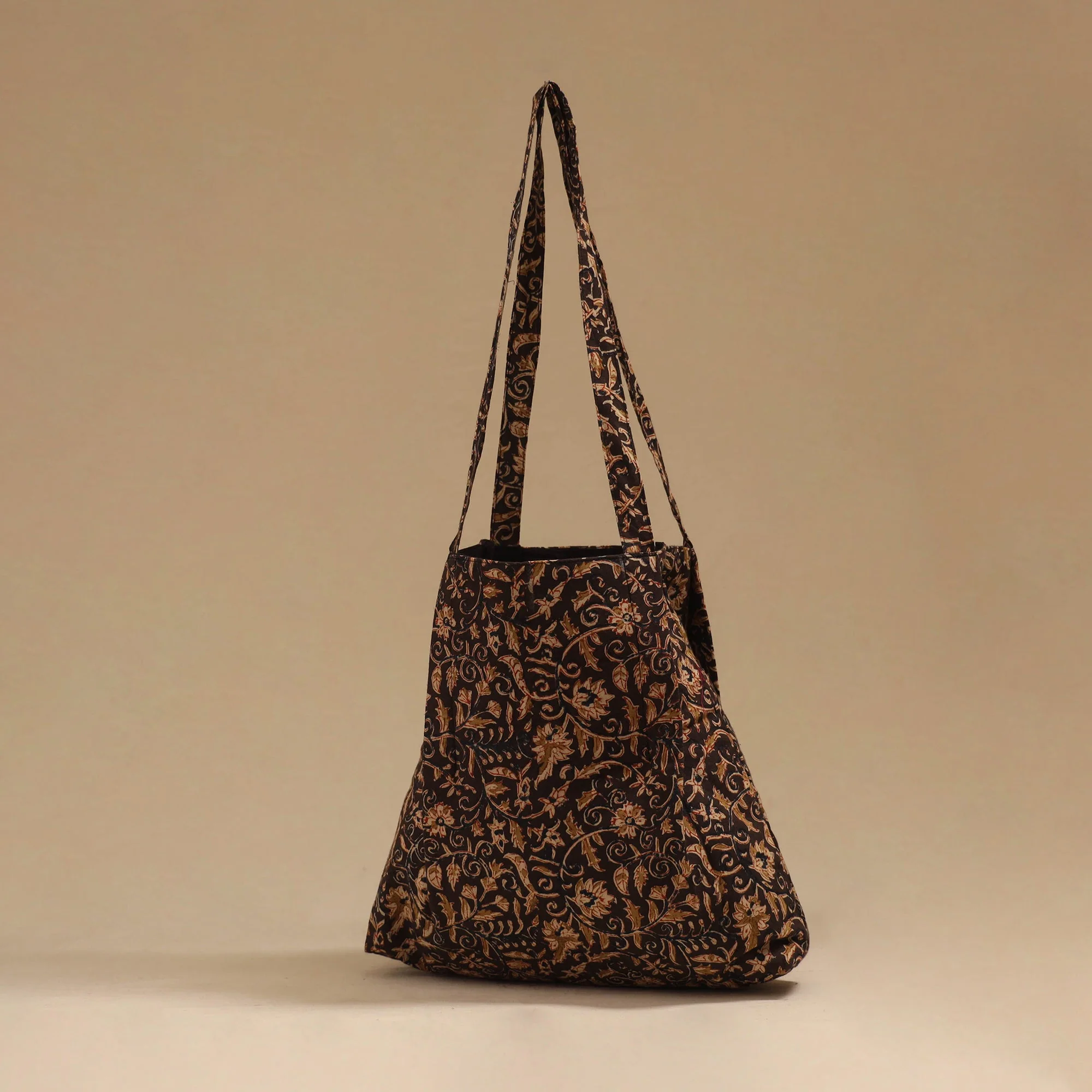 Black - Handcrafted Fabric Jhola Bag 56 - Image 2