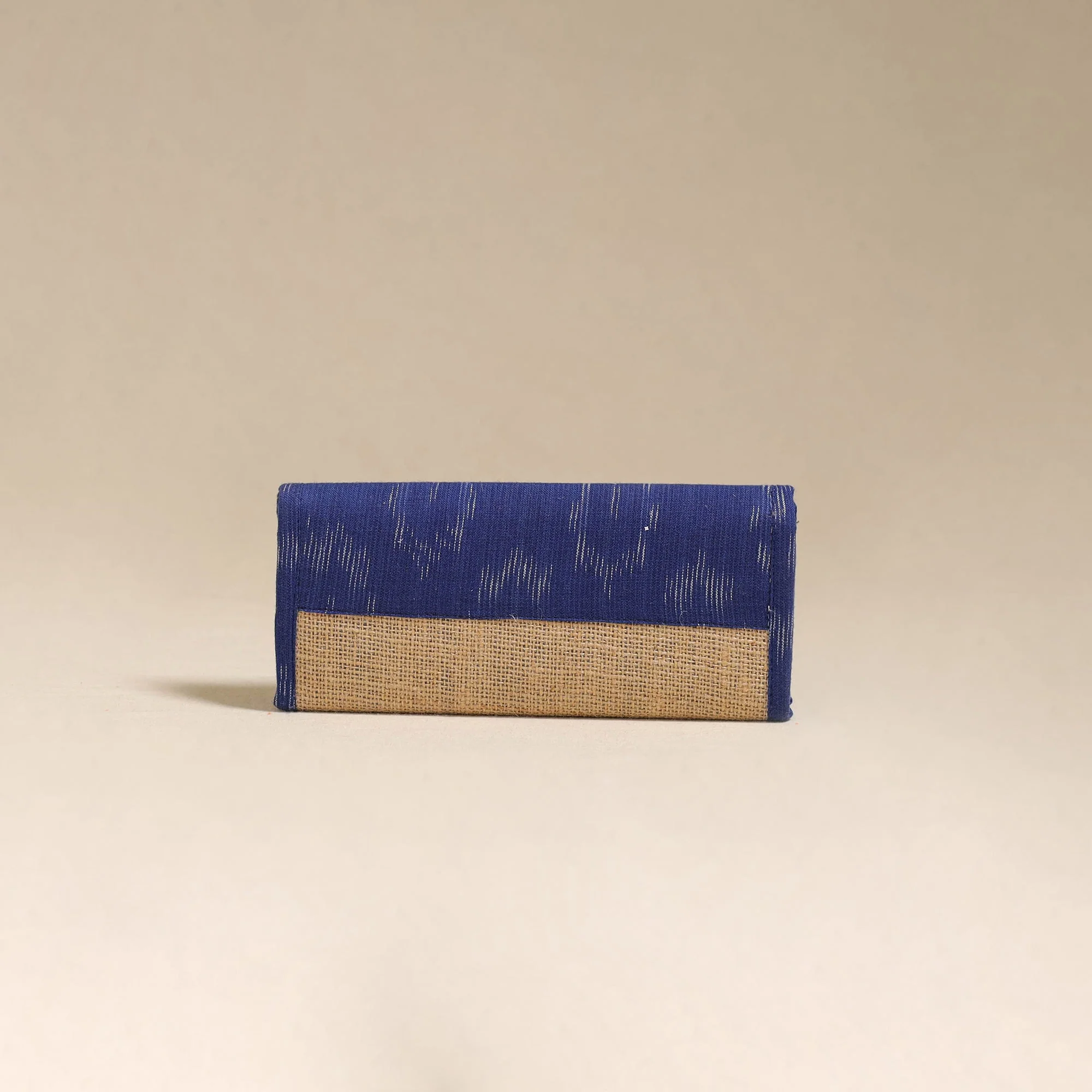 Blue - Handcrafted Ikat Fabric Jute Clutch / Wallet by Chhoti Si Asha 01