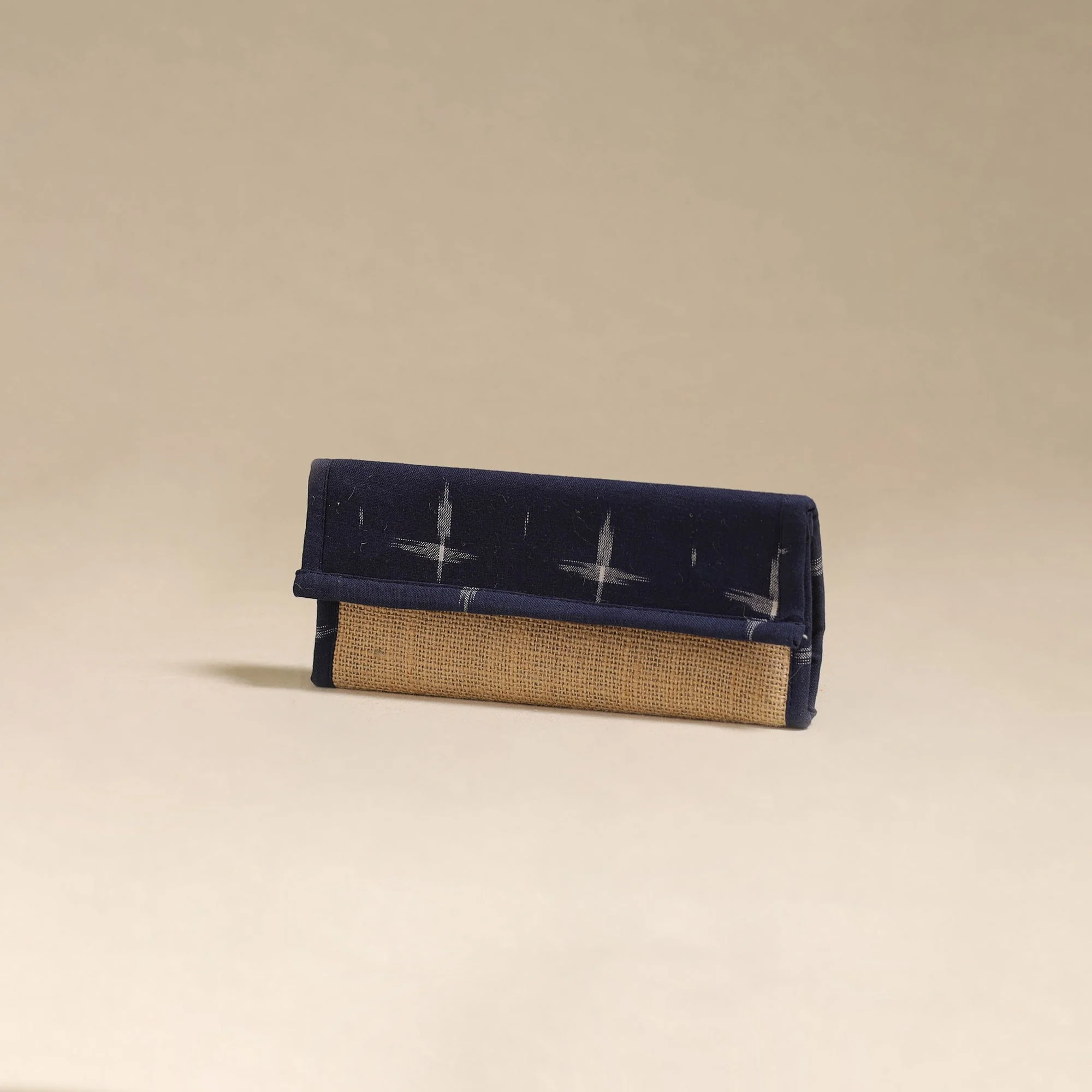 Blue - Handcrafted Ikat Fabric Jute Clutch / Wallet by Chhoti Si Asha 13 - Image 2