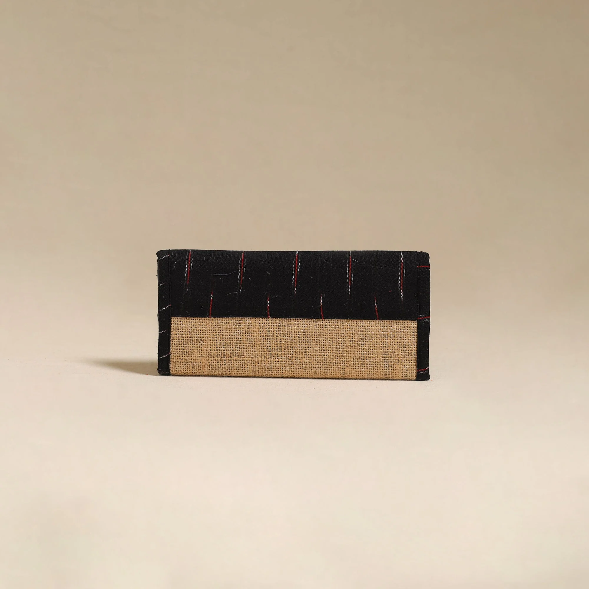 Black - Handcrafted Ikat Fabric Jute Clutch / Wallet by Chhoti Si Asha 38 - Image 3
