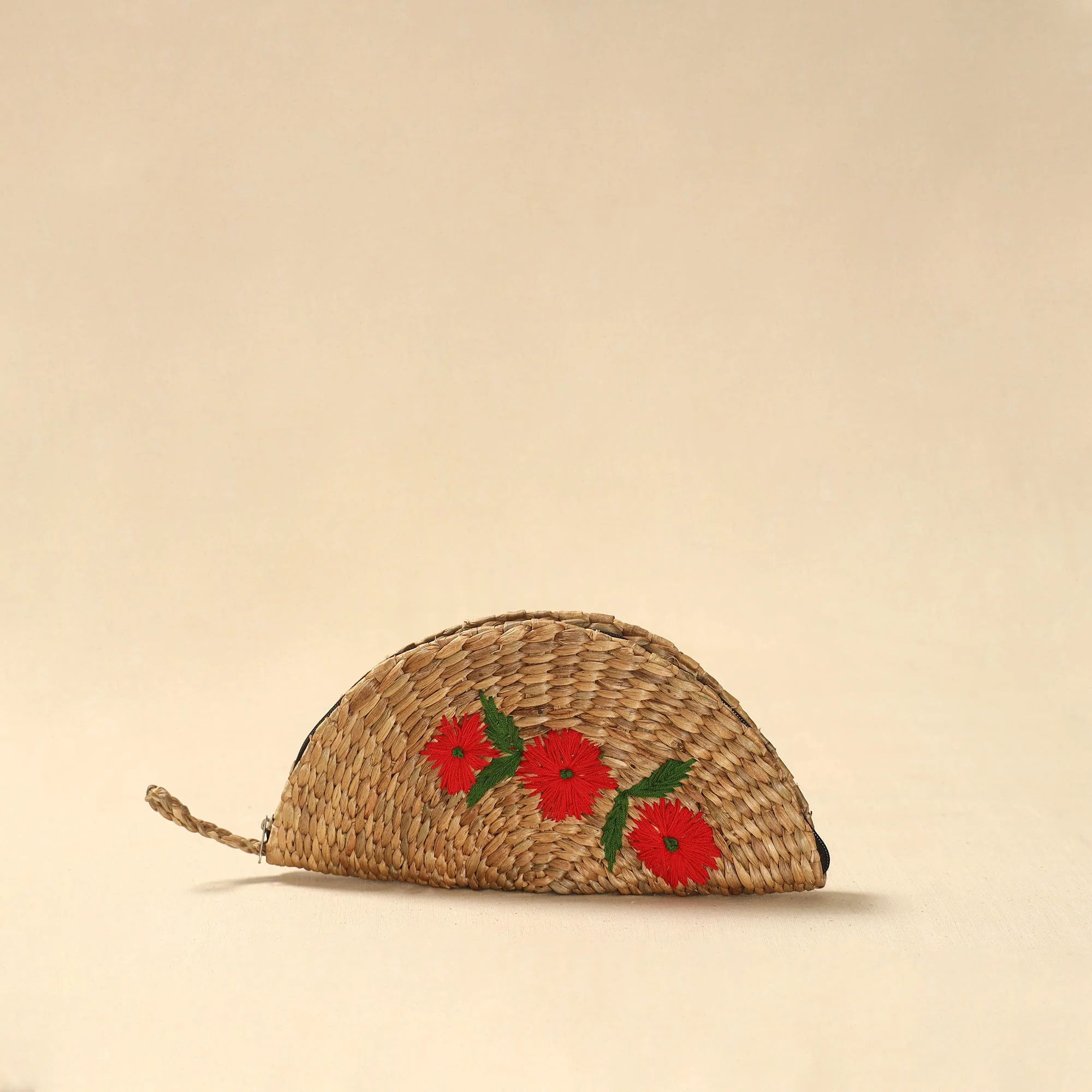 Beige - Handcrafted Natural Water Hyacinth Reed Hand Embroidered Clutch 10 - Image 2