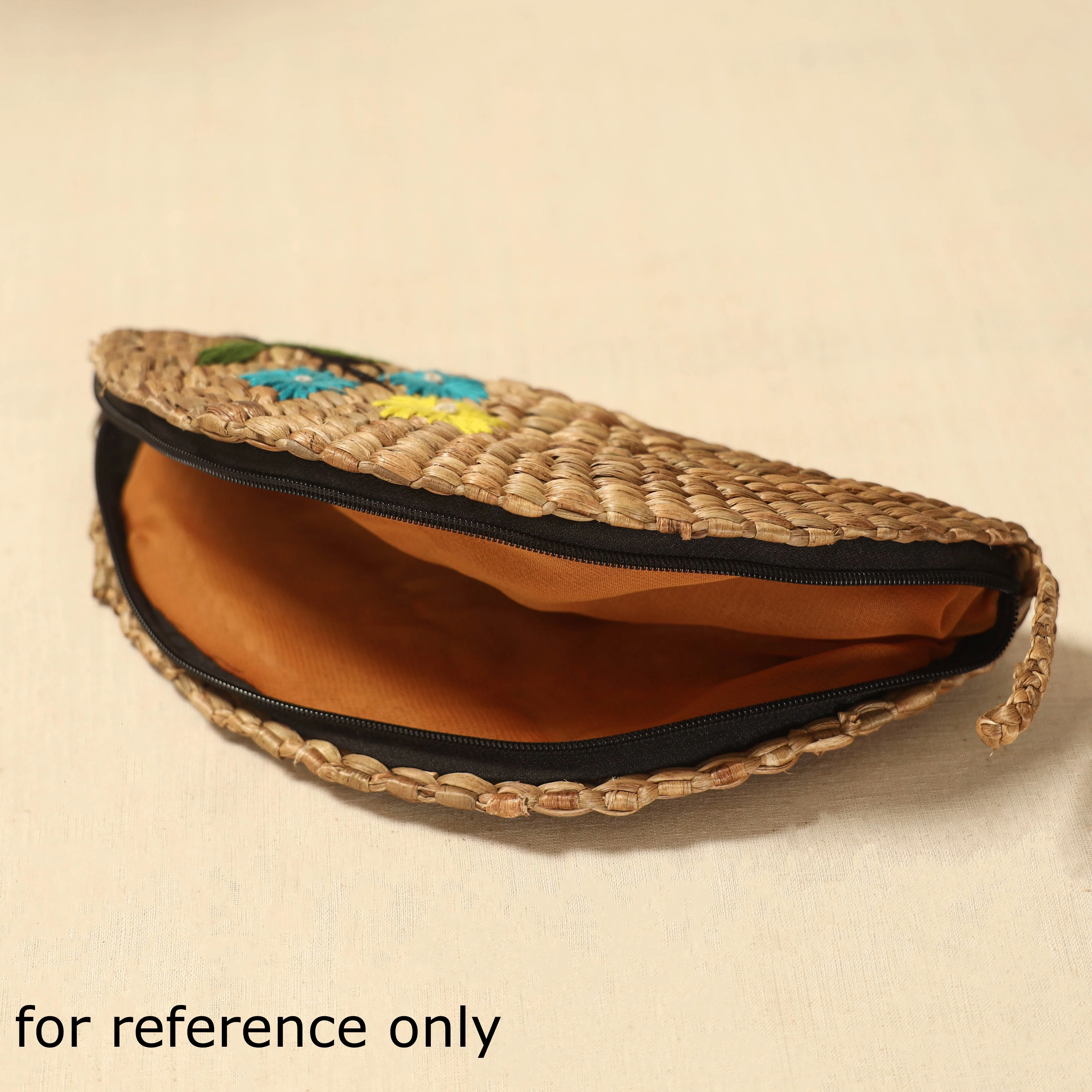 Beige - Handcrafted Natural Water Hyacinth Reed Hand Embroidered Clutch 14 - Image 3