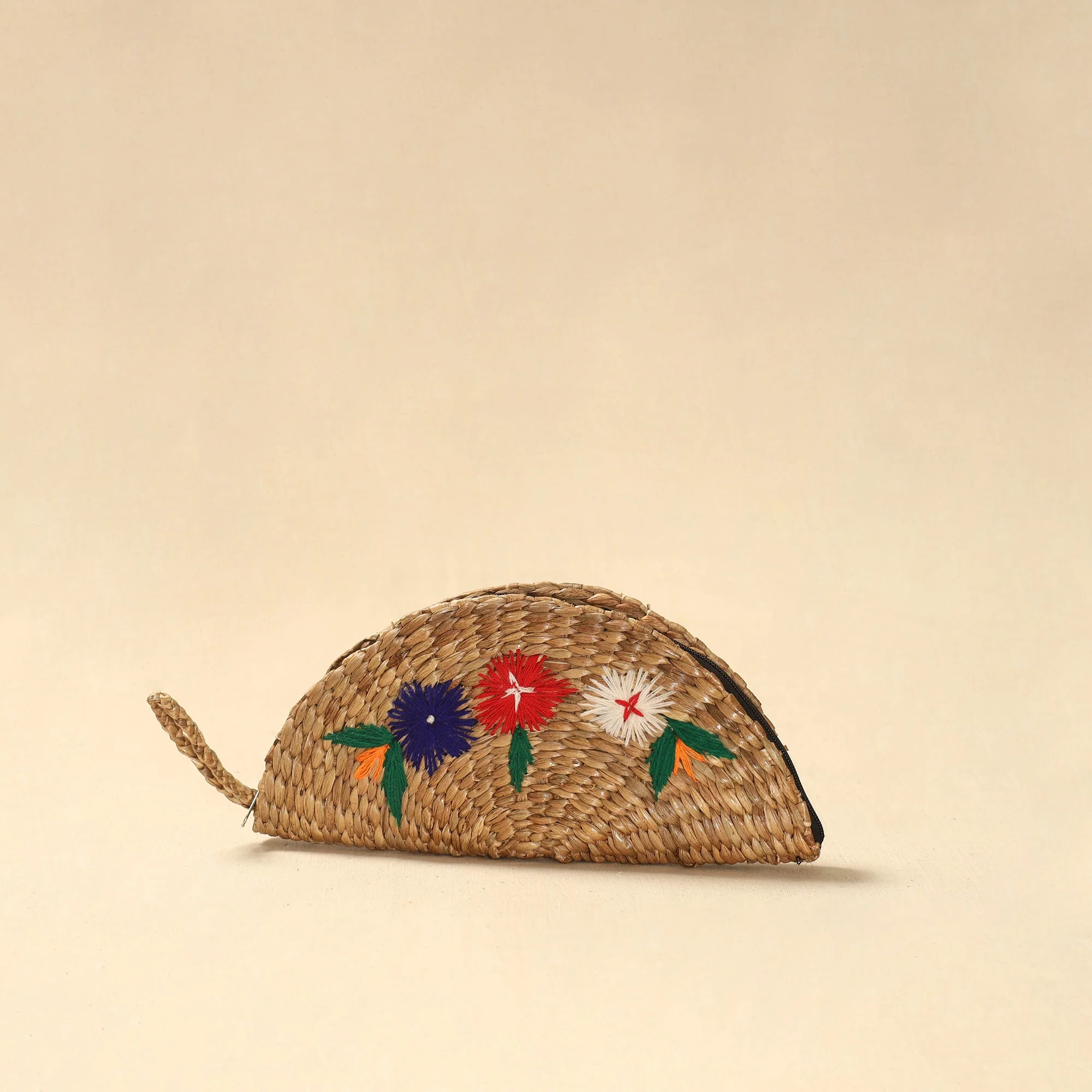 Beige - Handcrafted Natural Water Hyacinth Reed Hand Embroidered Clutch 16 - Image 2