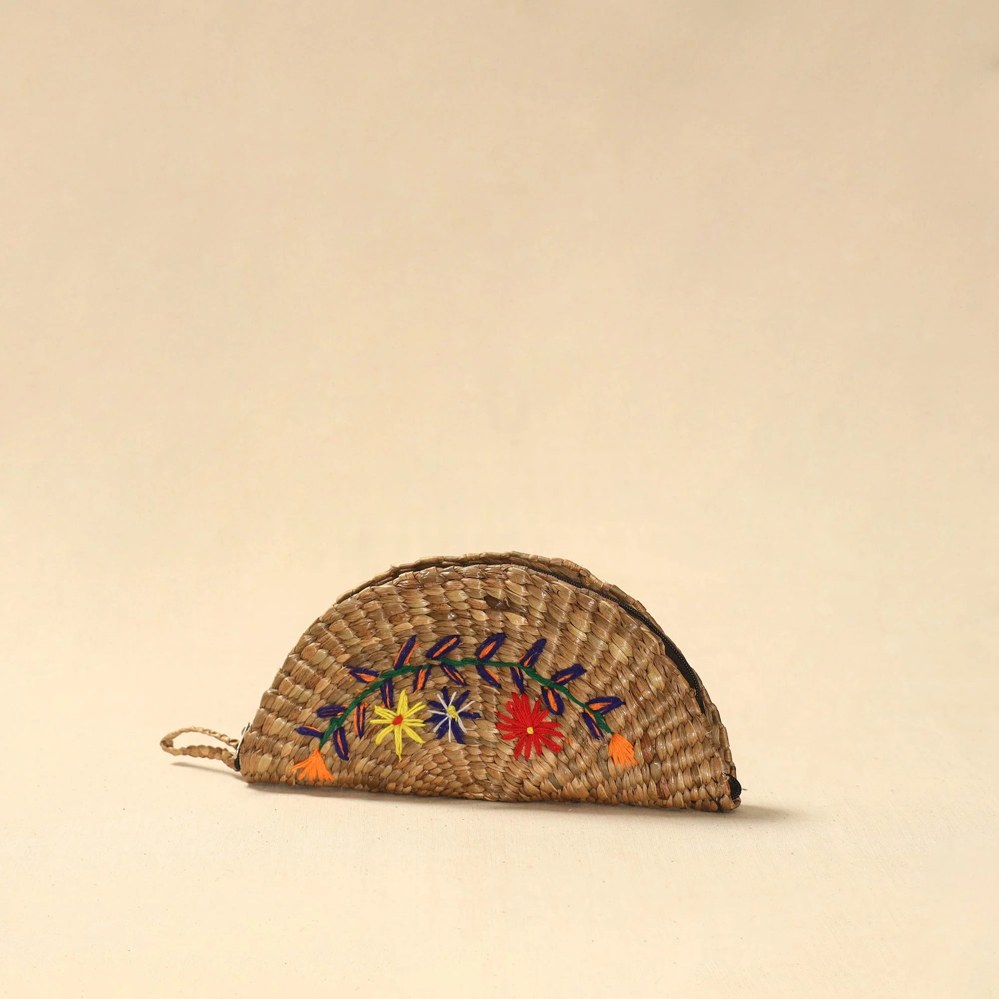 Beige - Handcrafted Natural Water Hyacinth Reed Hand Embroidered Clutch 19 - Image 2