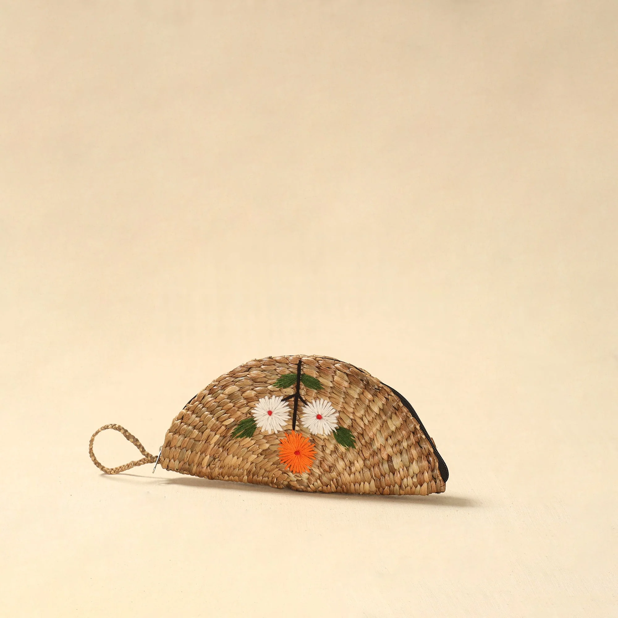 Beige - Handcrafted Natural Water Hyacinth Reed Hand Embroidered Clutch 24 - Image 2