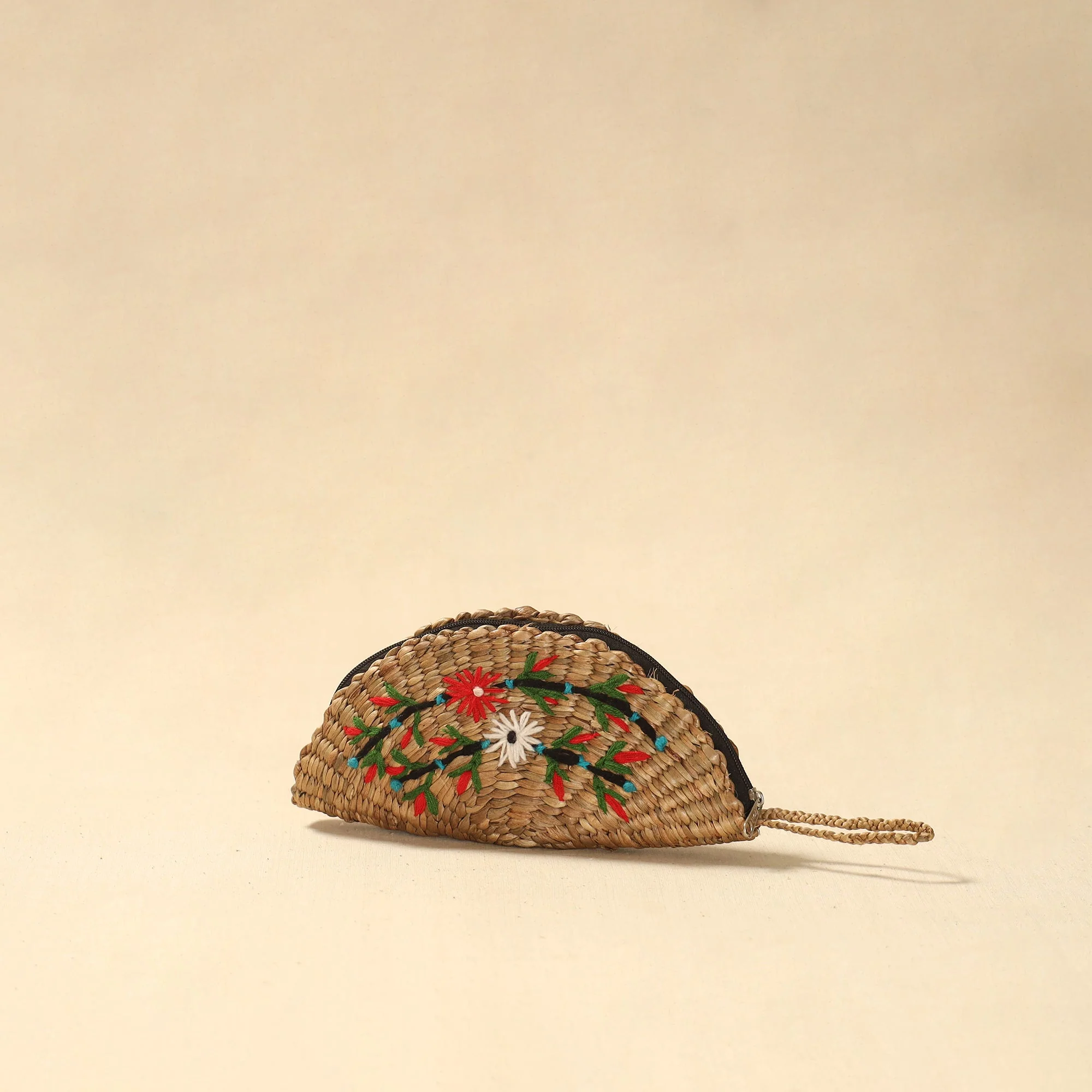 Beige - Handcrafted Natural Water Hyacinth Reed Hand Embroidered Clutch 31 - Image 2