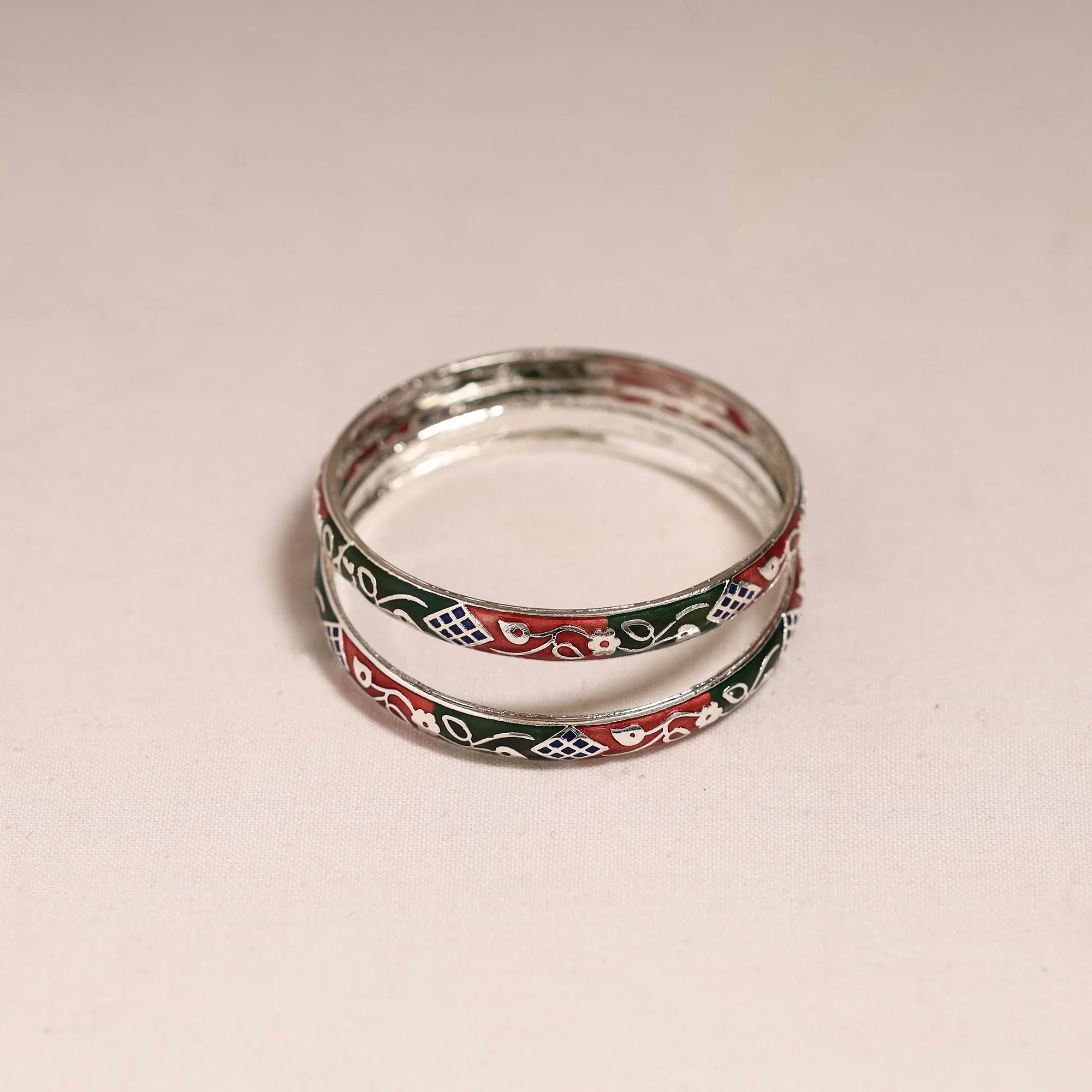 Multicolor - Handcrafted Paka Meenakari Bangles (Set of 2) 244 - Image 2