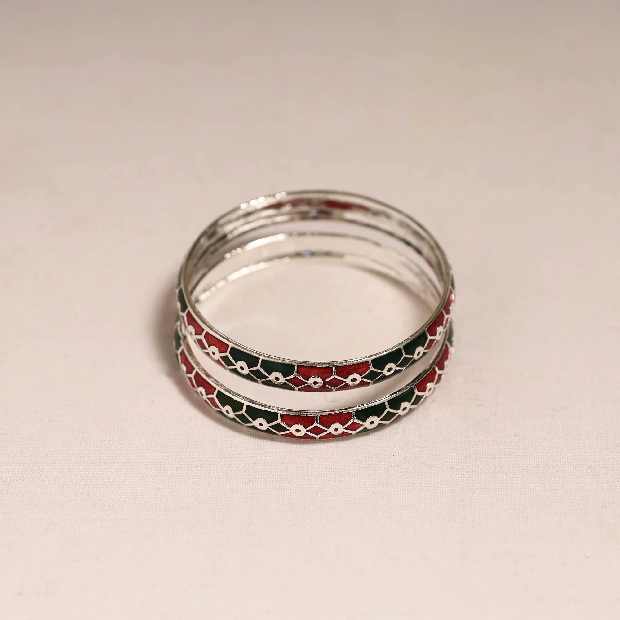 Multicolor - Handcrafted Paka Meenakari Bangles (Set of 2) 248 - Image 2