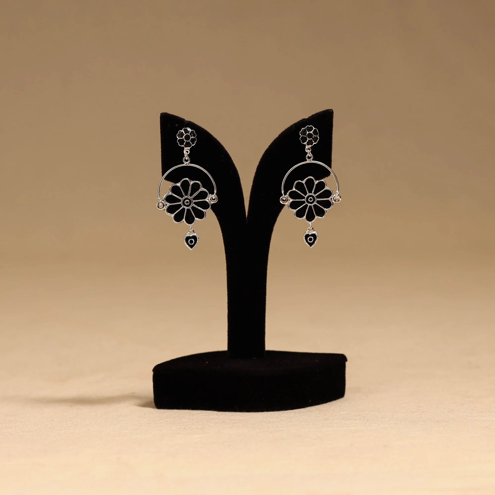Black - Handcrafted Paka Meenakari Earrings 114