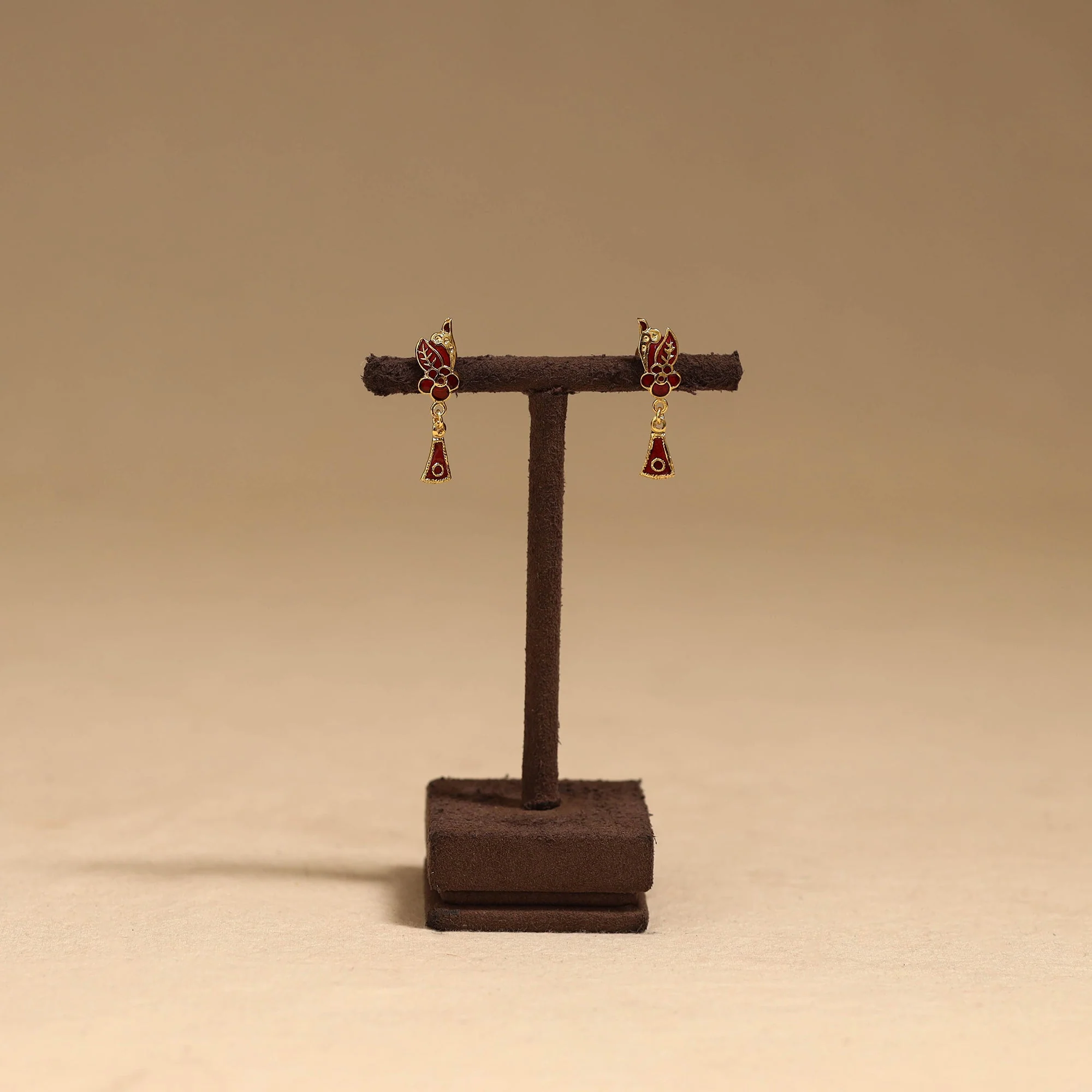 Red - Handcrafted Paka Meenakari Earrings 83