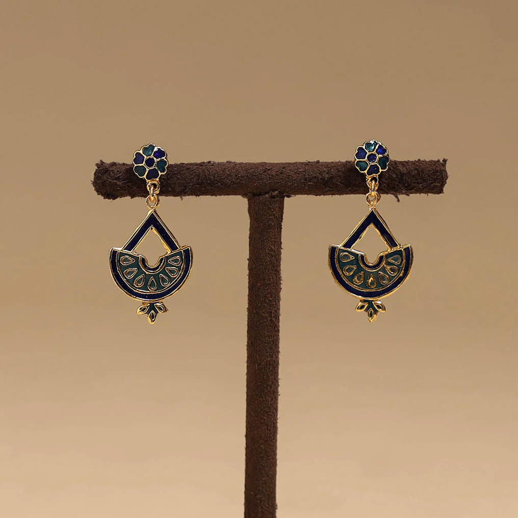 Blue - Handcrafted Paka Meenakari Earrings 86 - Image 2