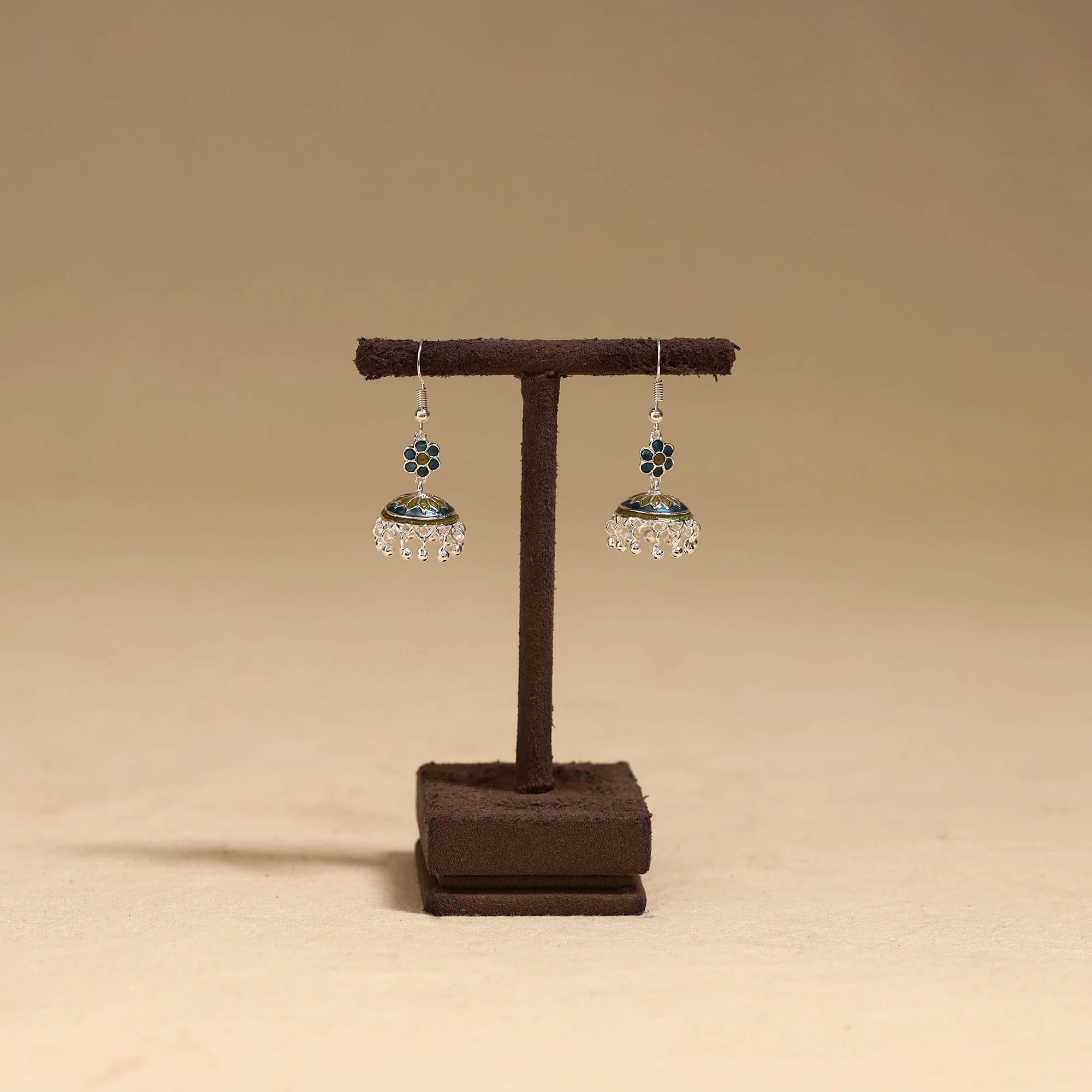 Green - Handcrafted Paka Meenakari Jhumki Earrings 49